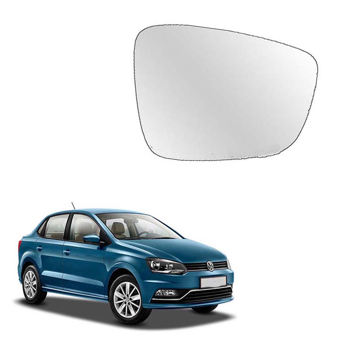 Car Right Side View Mirror Glass For Volkswagen VW Ameo 2016 To 2021 Model