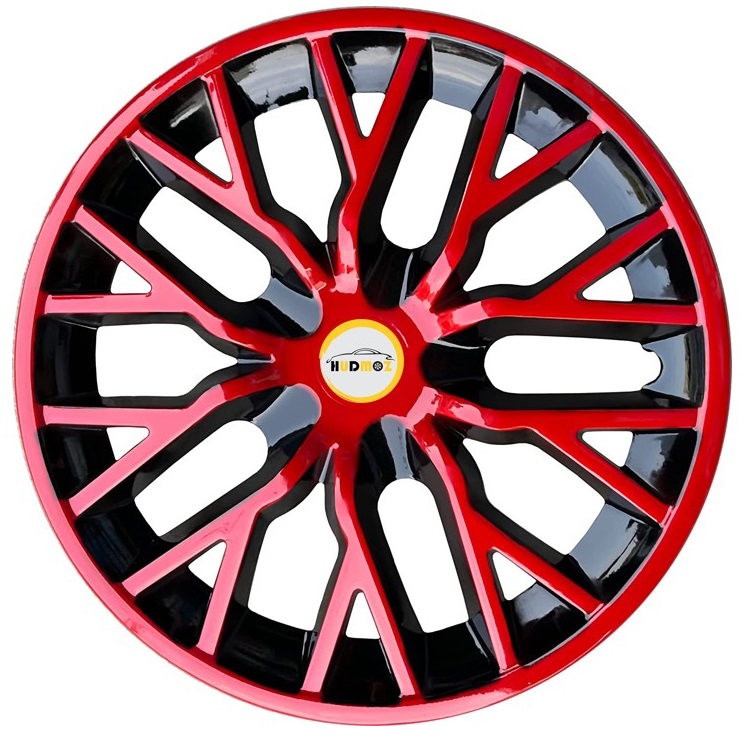 Car Universal Wheel Cover I HubCaps I (Delta Red Black) Compatible With (R - 12'' Inches Rim Size)