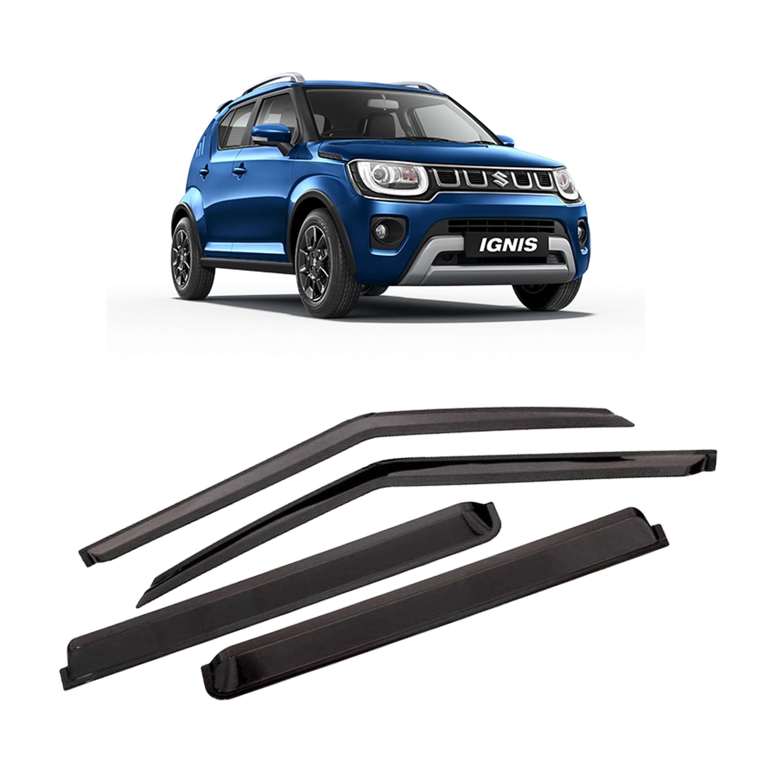 Car Window Rain Door Visor Compatible With Maruti IGNIS