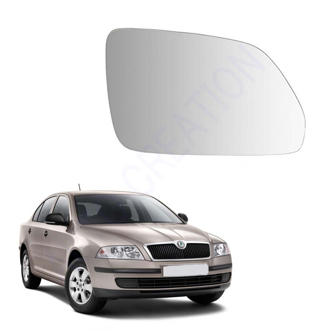 Car Right Side View Mirror Glass For Skoda Laura 2005 To 2009 Model Type-1