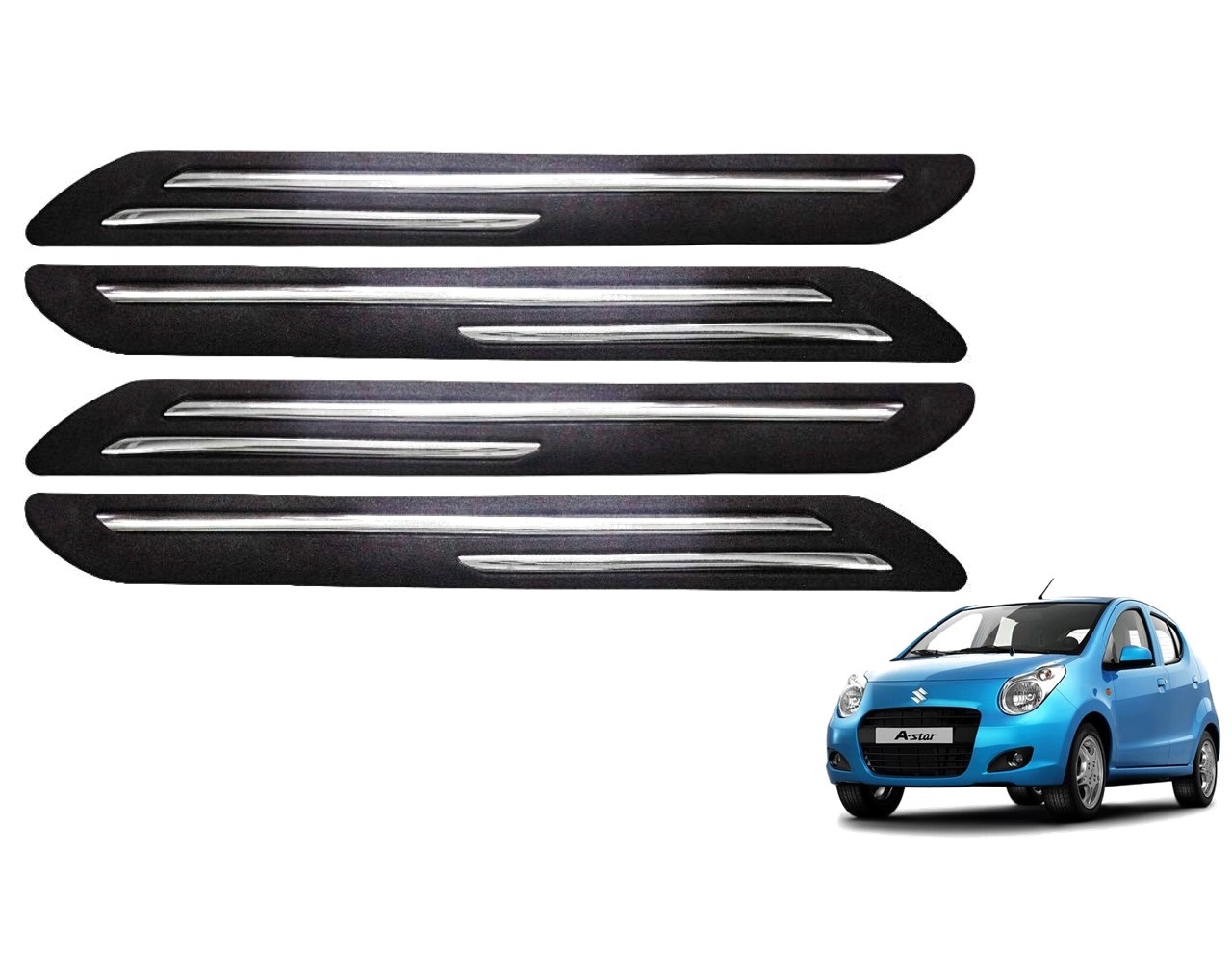 Car Bumper Guard/Bumper Protector Compatible with MARUTI A-STAR (Set of 4 Pcs)