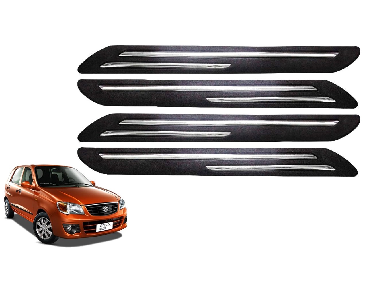 Car Bumper Guard/Bumper Protector Compatible with MARUTI ALTO K10 2010 (Set of 4 Pcs)