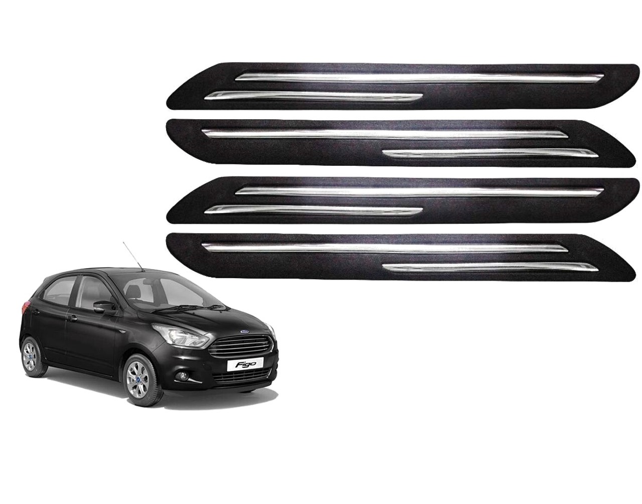 Car Bumper Guard/Bumper Protector Compatible with FORD FIGO 2015 (Set of 4 Pcs)