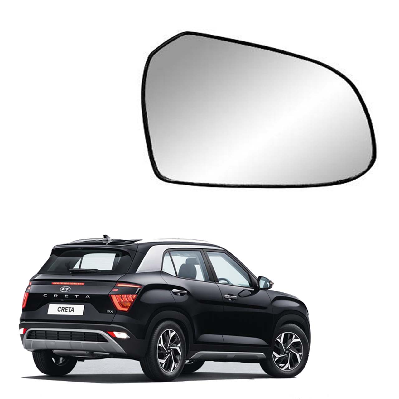 Car Right Side View Mirror Glass For Hyundai Creta 2020 To 2021 New Model Type-2