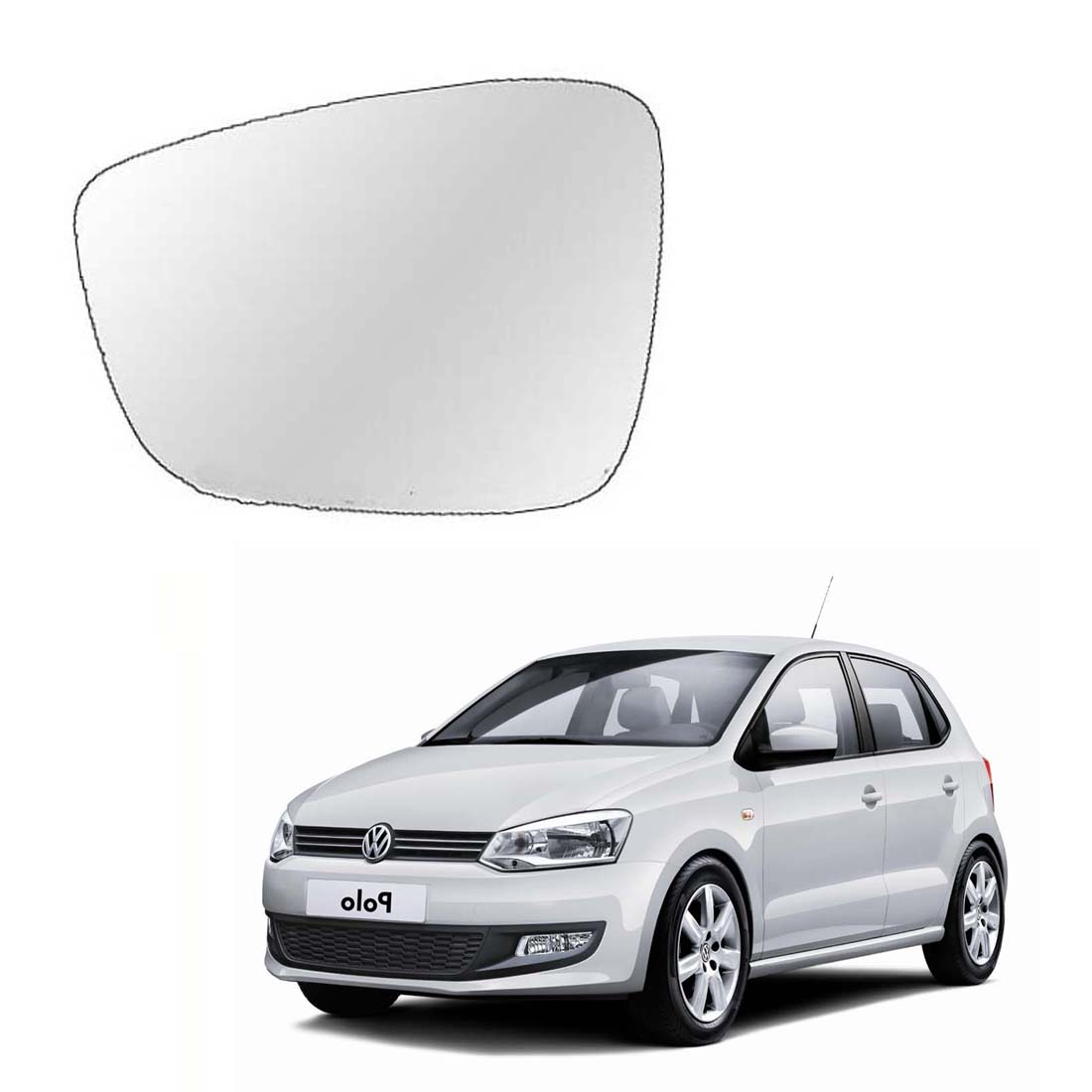 Car Left Side View Mirror Glass For Volkswagen VW Polo 2009 To 2014 Model Type-1