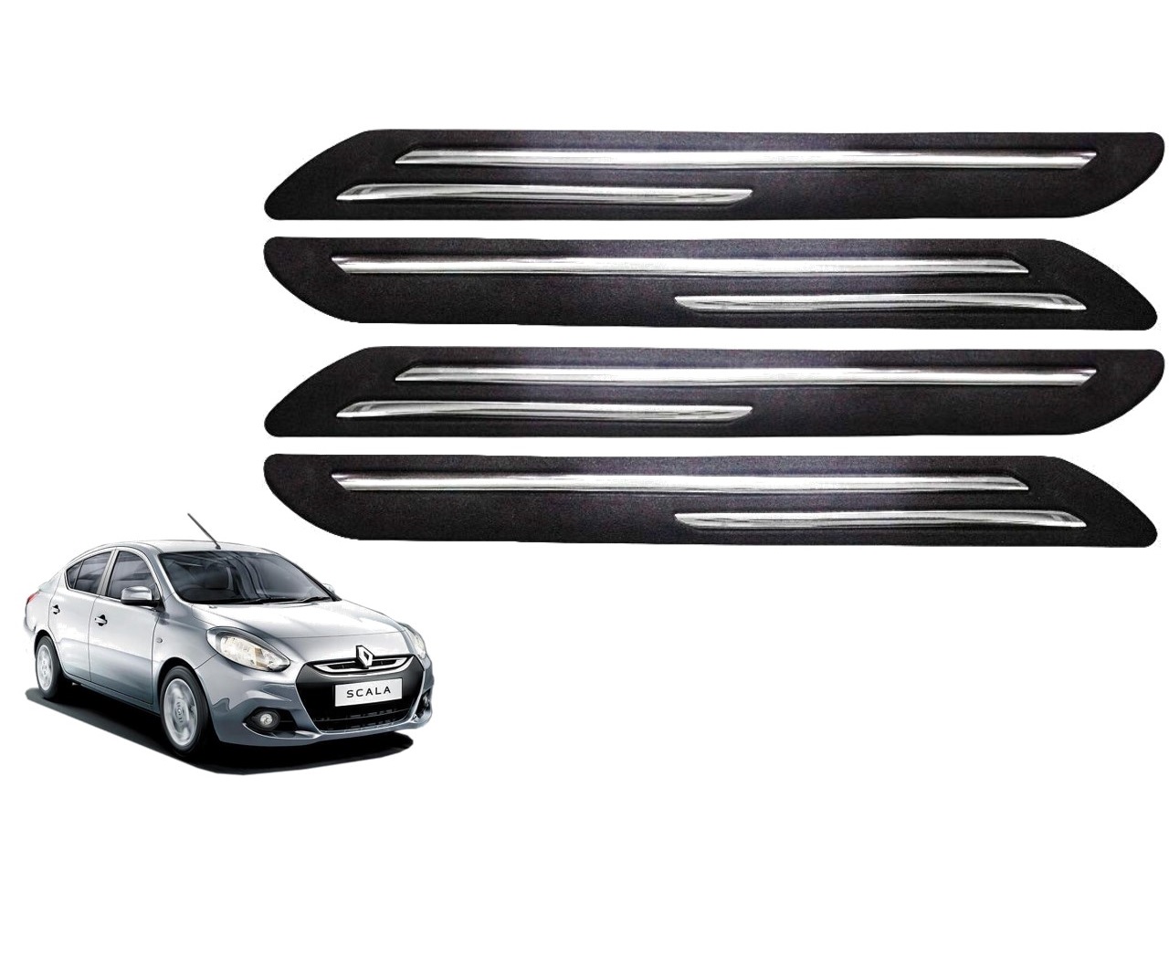 Car Bumper Guard/Bumper Protector Compatible with RENAULT SCALA (Set of 4 Pcs)