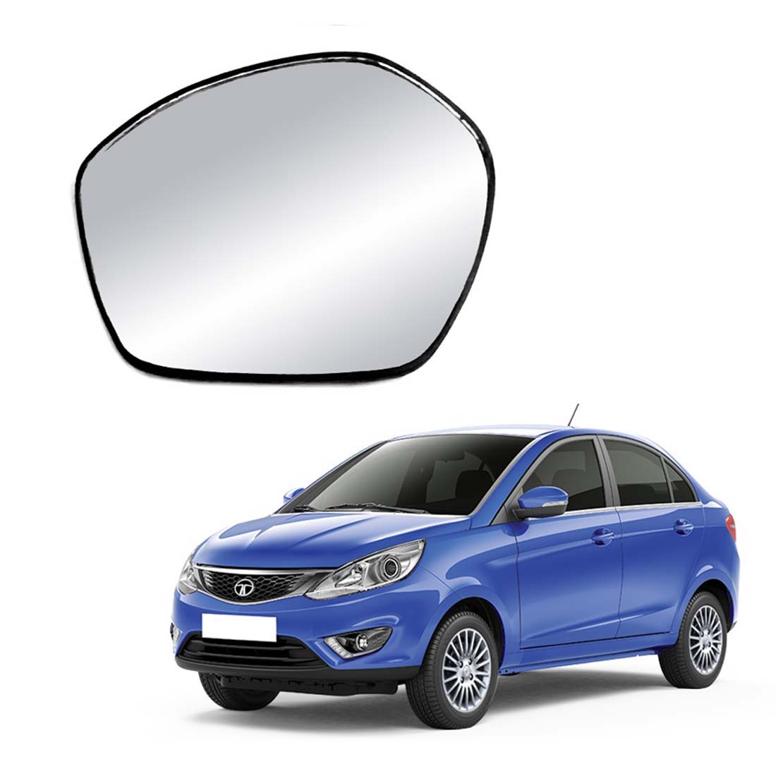 Car Left Side View Mirror Glass For Tata Zest 2014 To 2021 Model