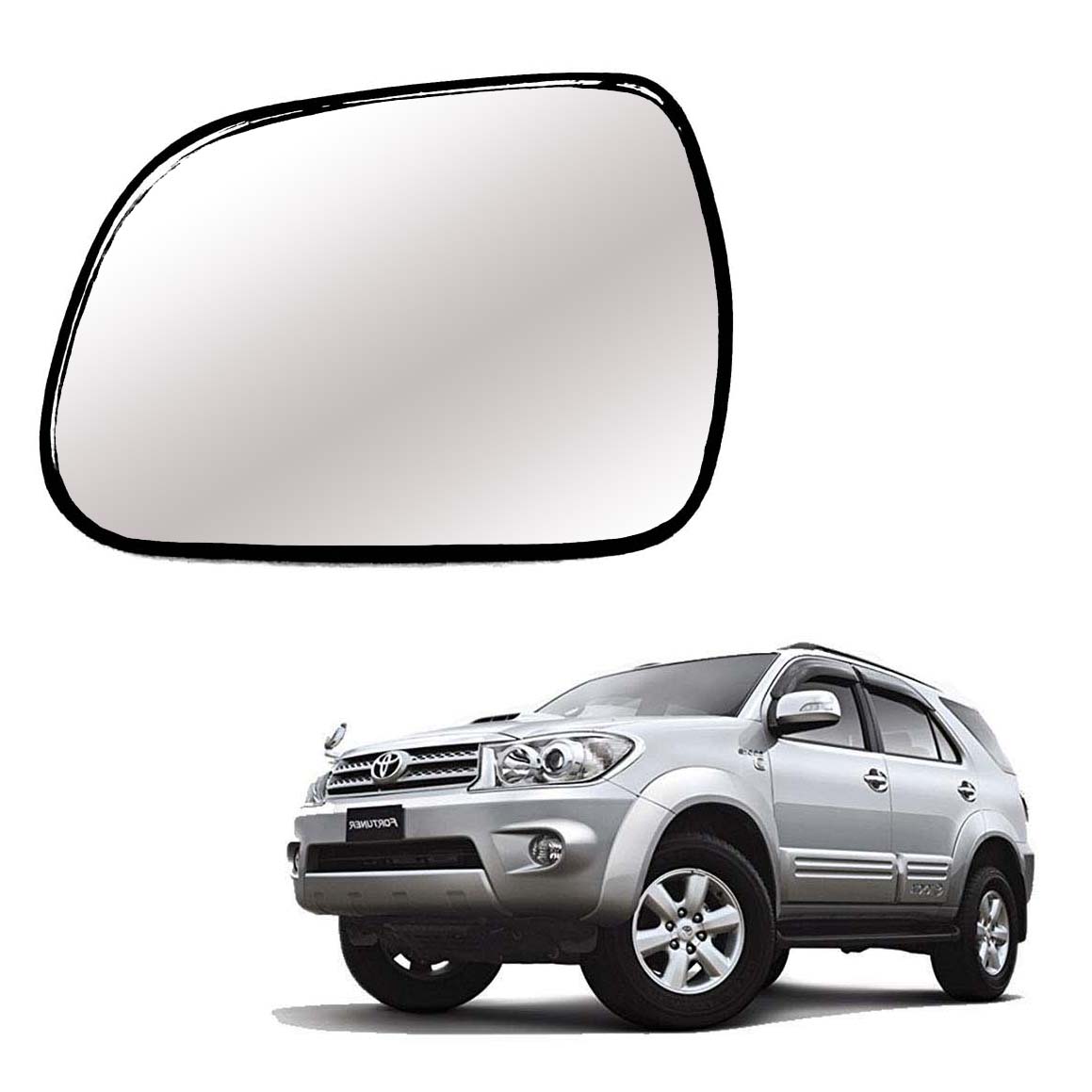 Car Left Side View Mirror Glass For Toyota Fortuner 2009 To 2012 Model Type-1