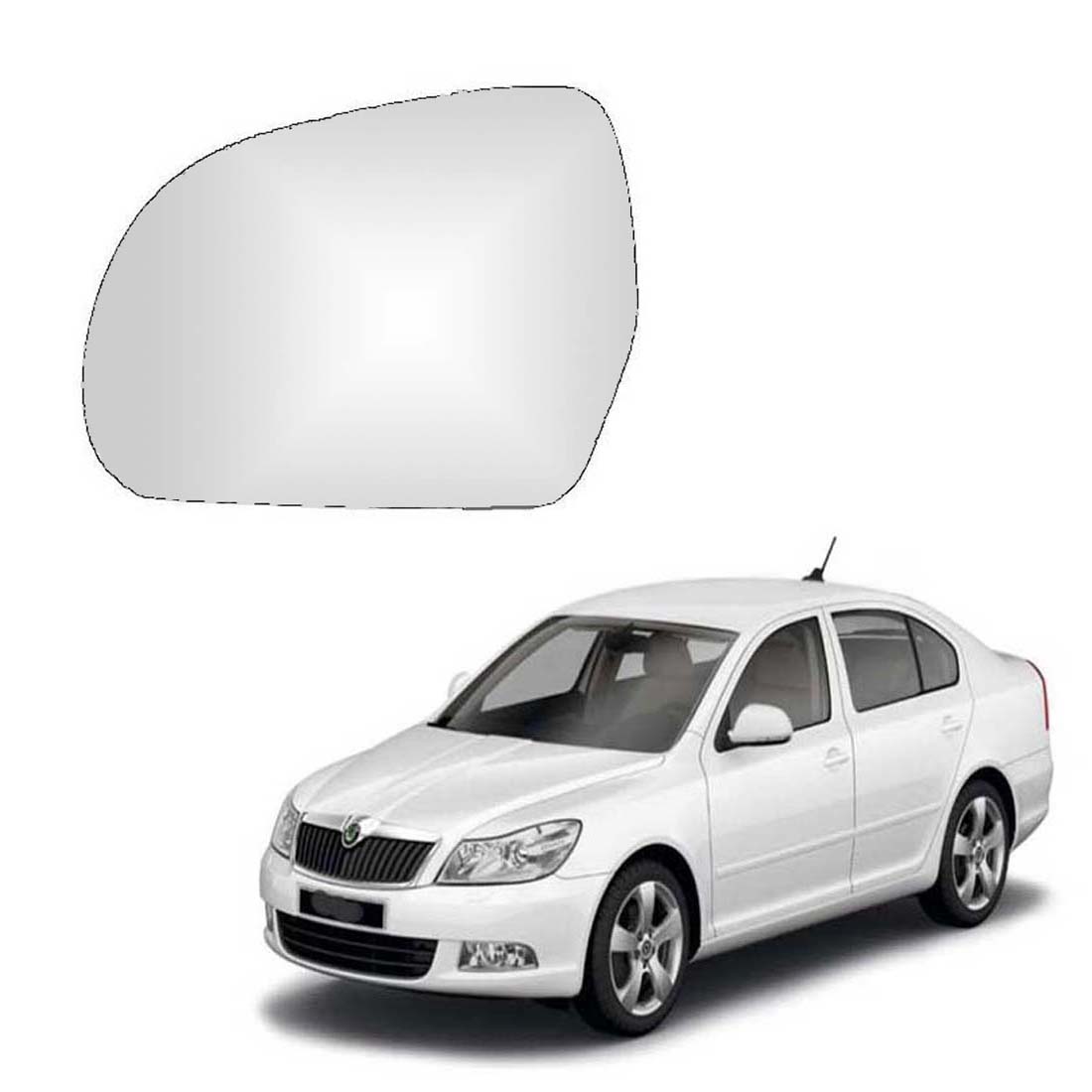 Car Left Side View Mirror Glass For Skoda Laura 2009 To 2015 Model Type-2