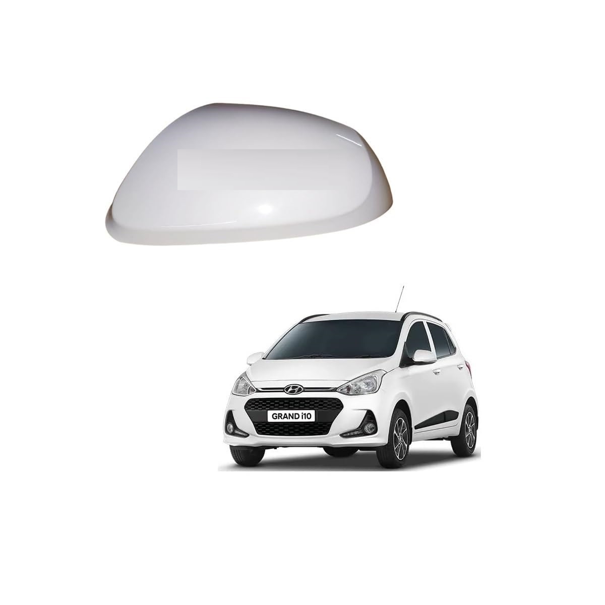 Side Mirror Cover for Hyundai Grand-i10 2014-2022 Model -White (LEFT PASSENGER SIDE)