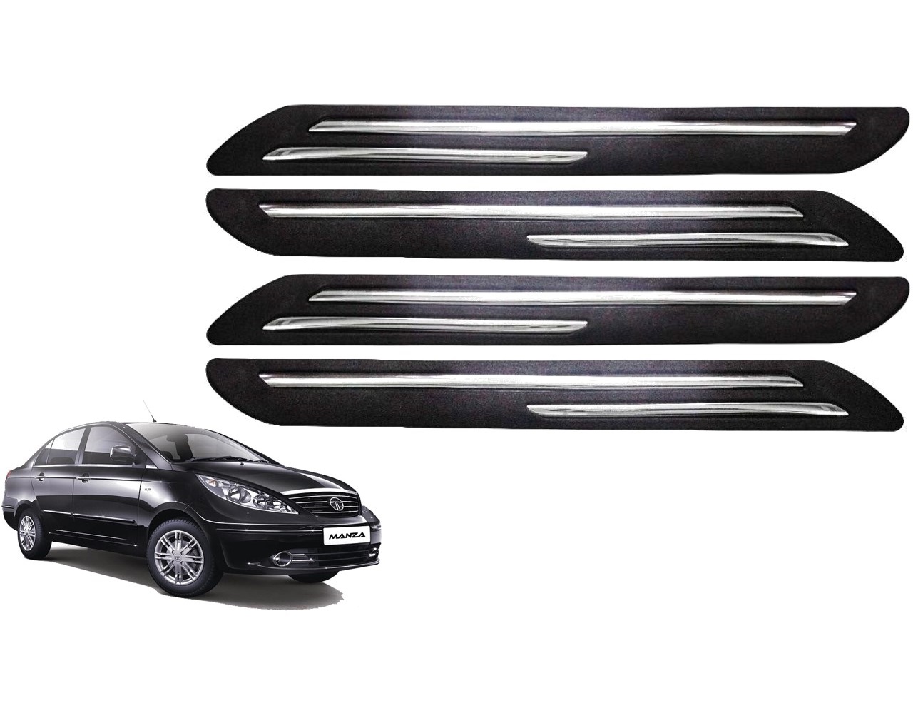 Car Bumper Guard/Bumper Protector Compatible with TATA MANZA (Set of 4 Pcs)