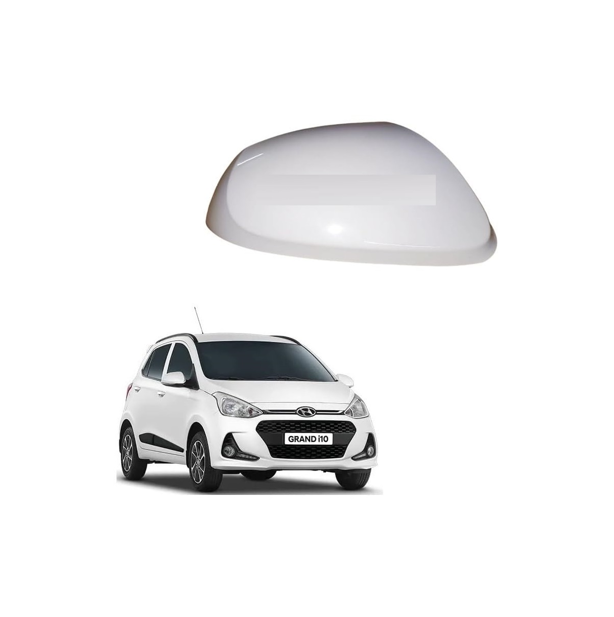 Side Mirror Cover for Hyundai Grand-i10 2014-2022 Model -White (RIGHT DRIVER SIDE)