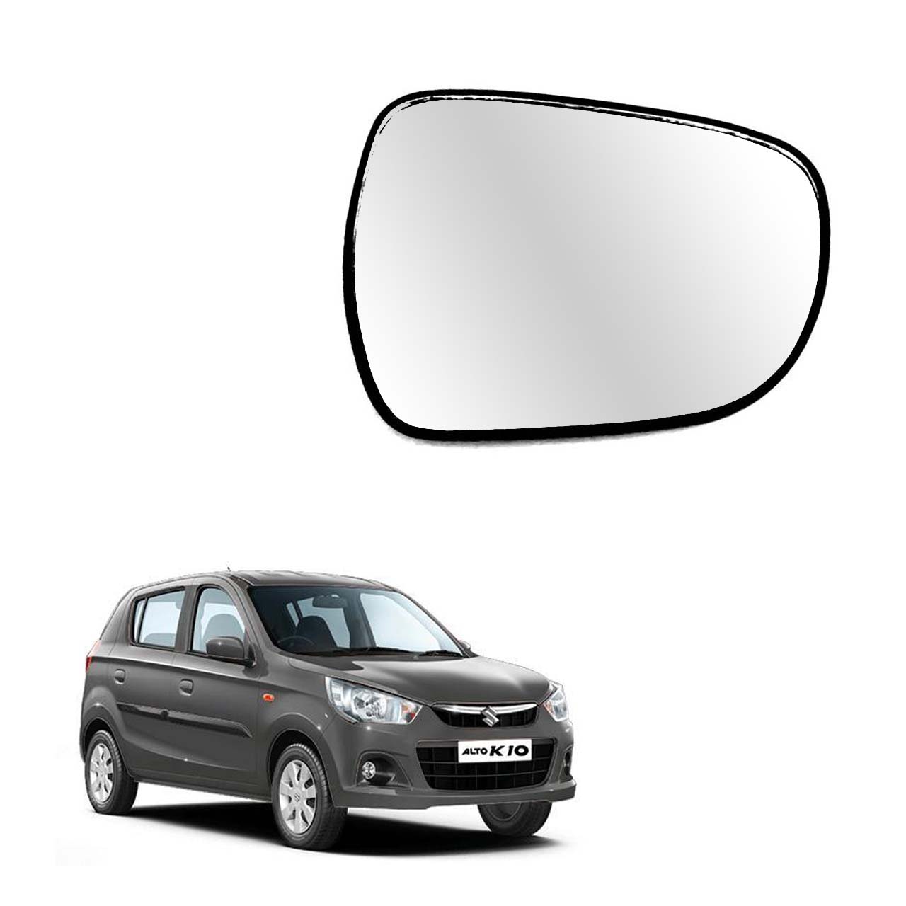 Car Right Side View Mirror Glass For Maruti Alto K10 2014 To 2021 Model Type-2