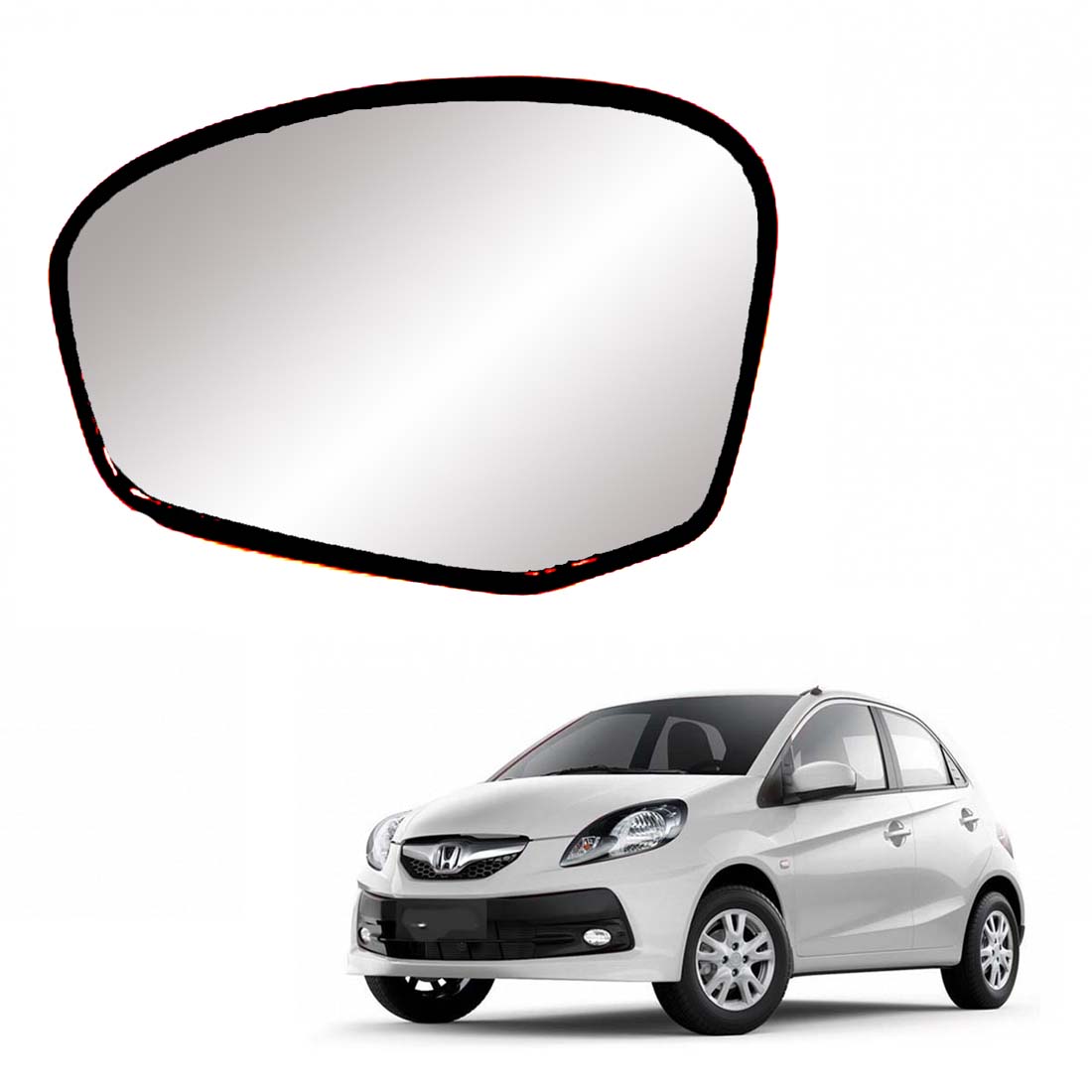 Car Left Side View Mirror Glass For Honda Brio 2011 To 2016 Model Type-1