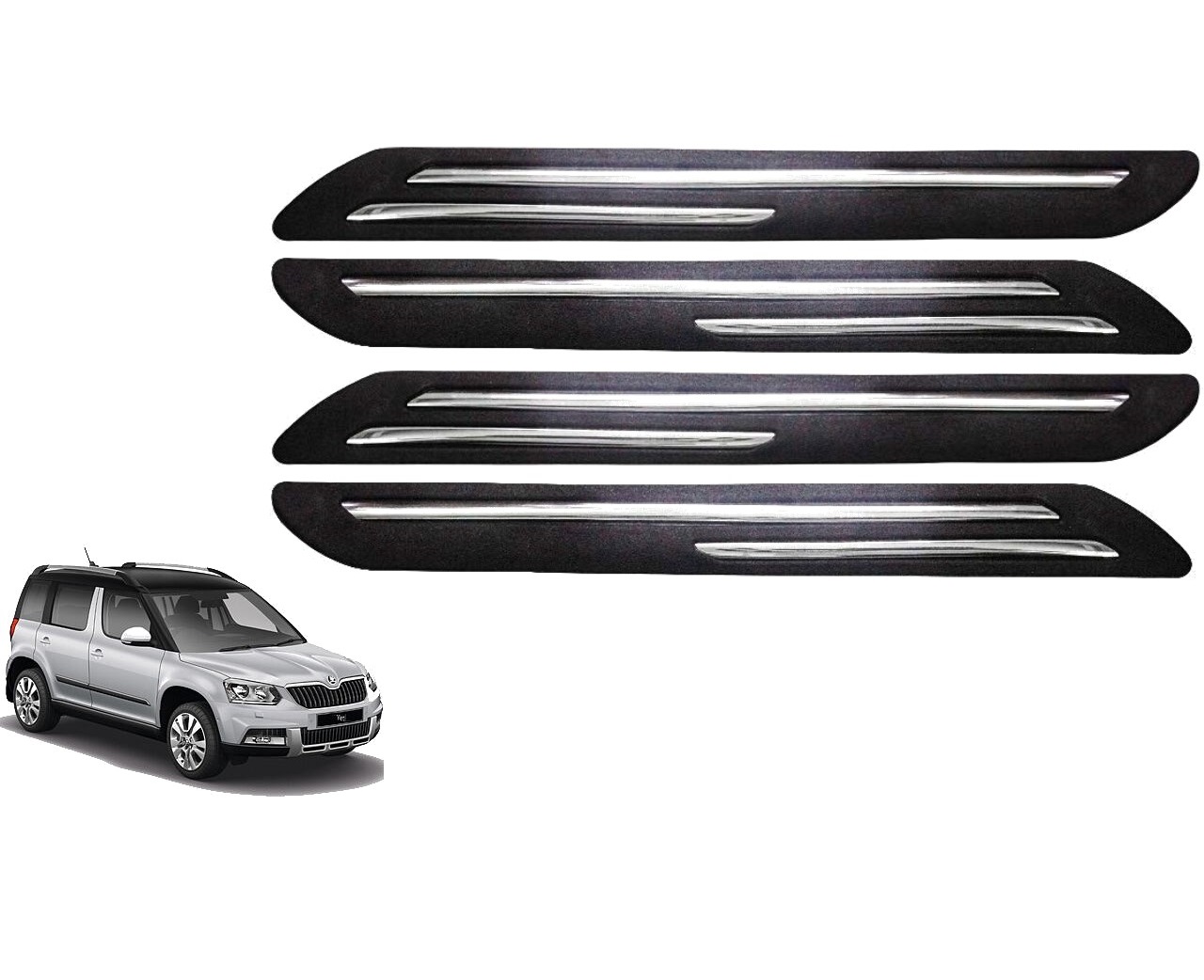 Car Bumper Guard/Bumper Protector Compatible with SKODA YETI (Set of 4 Pcs)