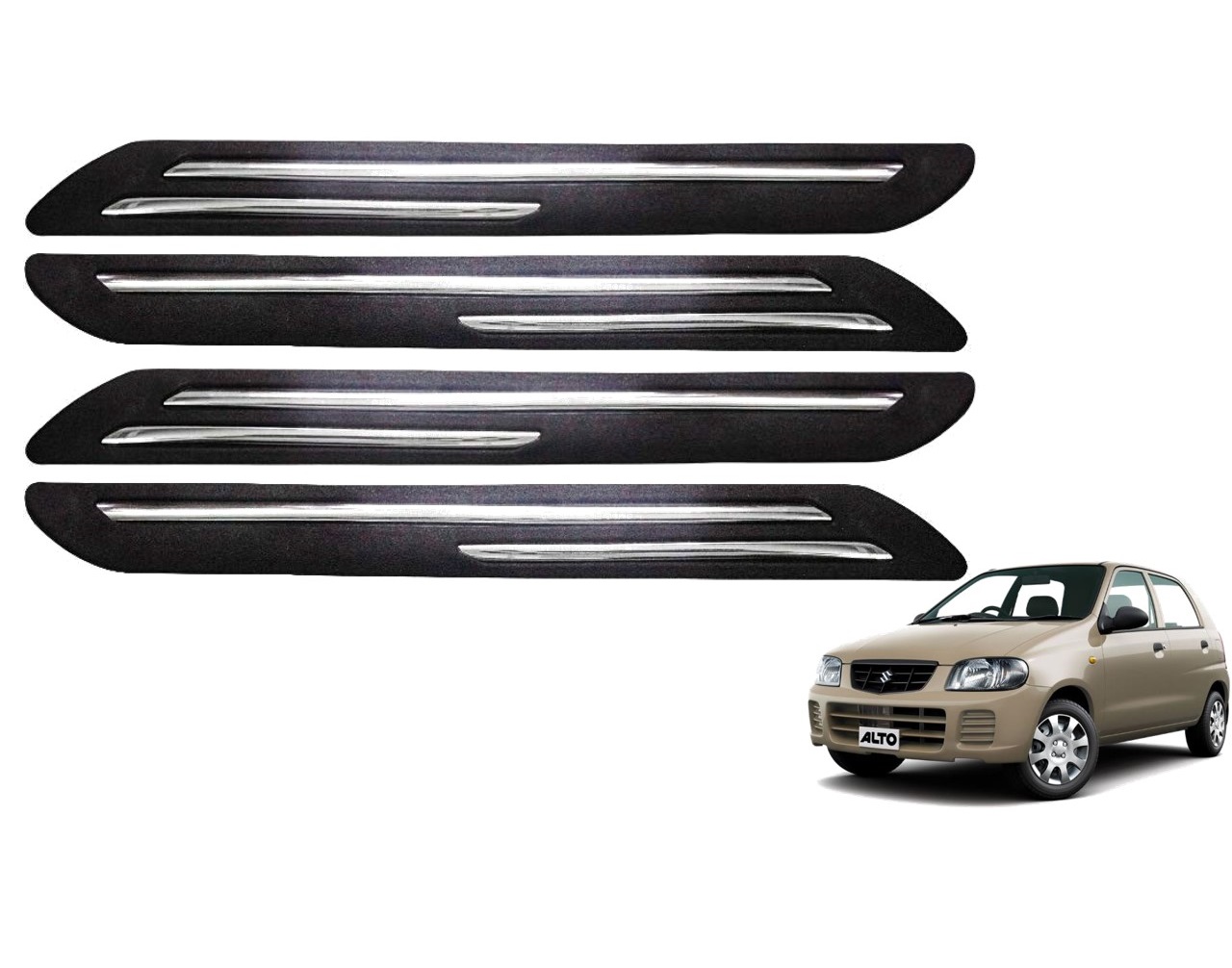 Car Bumper Guard/Bumper Protector Compatible with MARUTI OLD ALTO (Set of 4 Pcs)