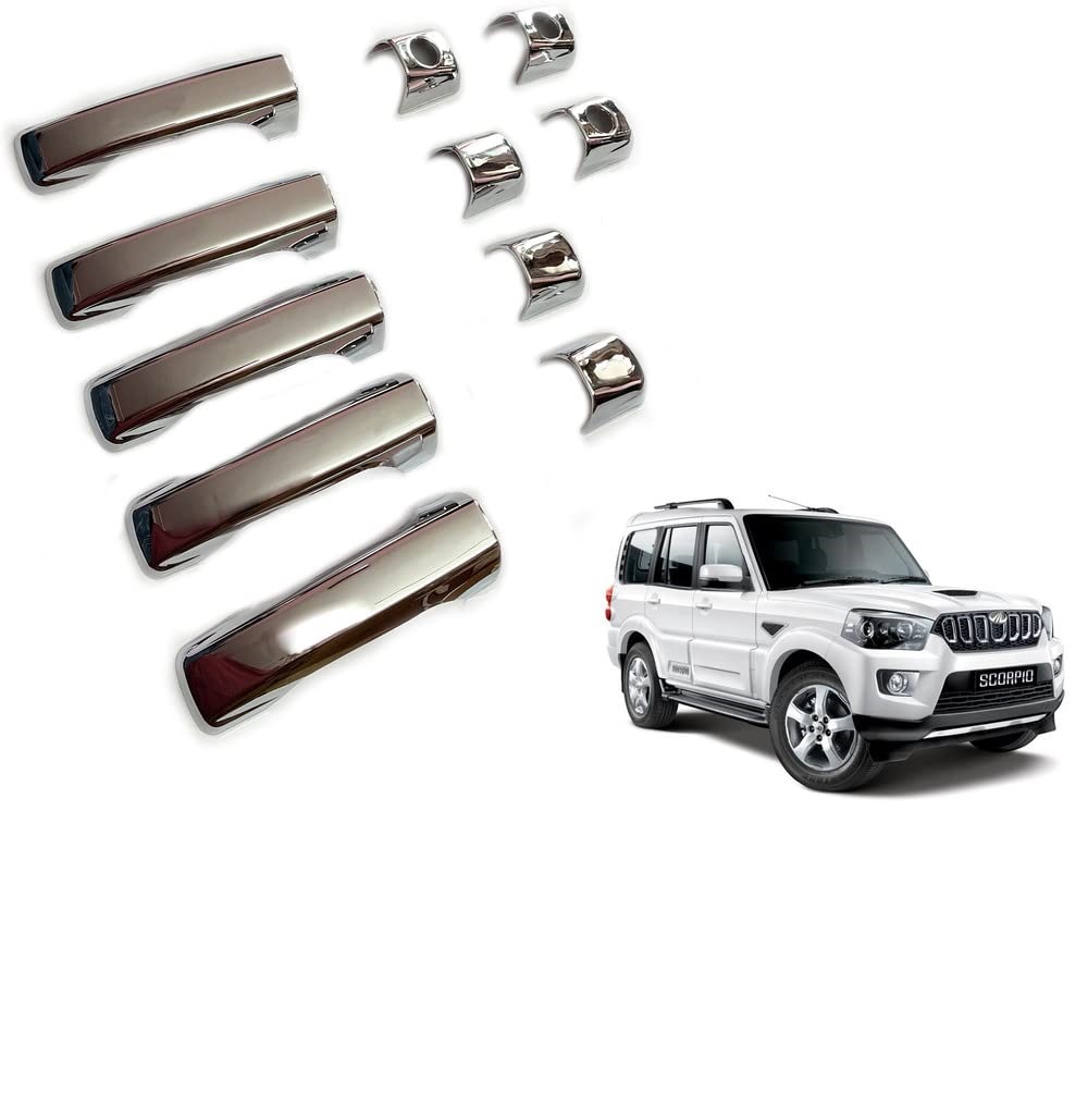 Door Handle Chrome Cover Compatible With Mahindra Scorpio T-3/4/5