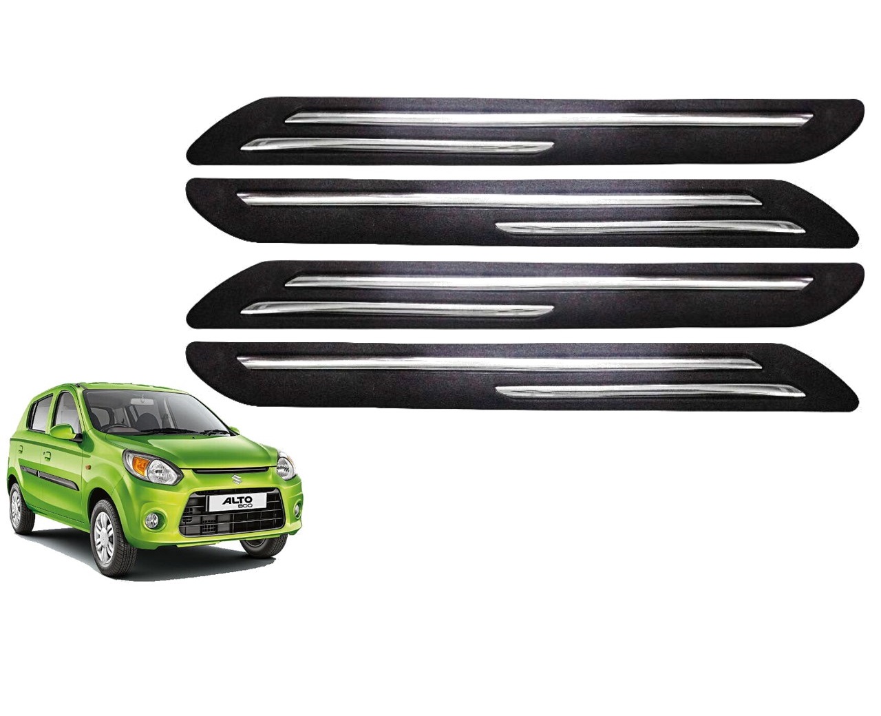 Car Bumper Guard/Bumper Protector Compatible with MARUTI ALTO 800 2016  (Set of 4 Pcs)