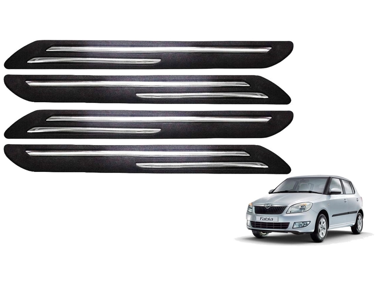 Car Bumper Guard/Bumper Protector Compatible with SKODA FABIA (Set of 4 Pcs)