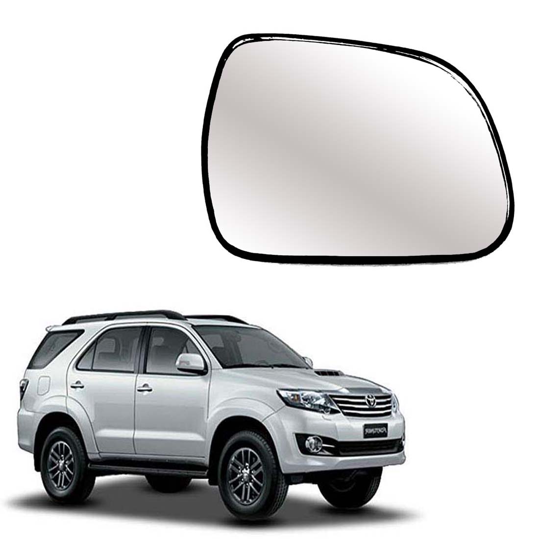 Car Right Side View Mirror Glass For Toyota Fortuner 2012 To 2016 Model Type-2