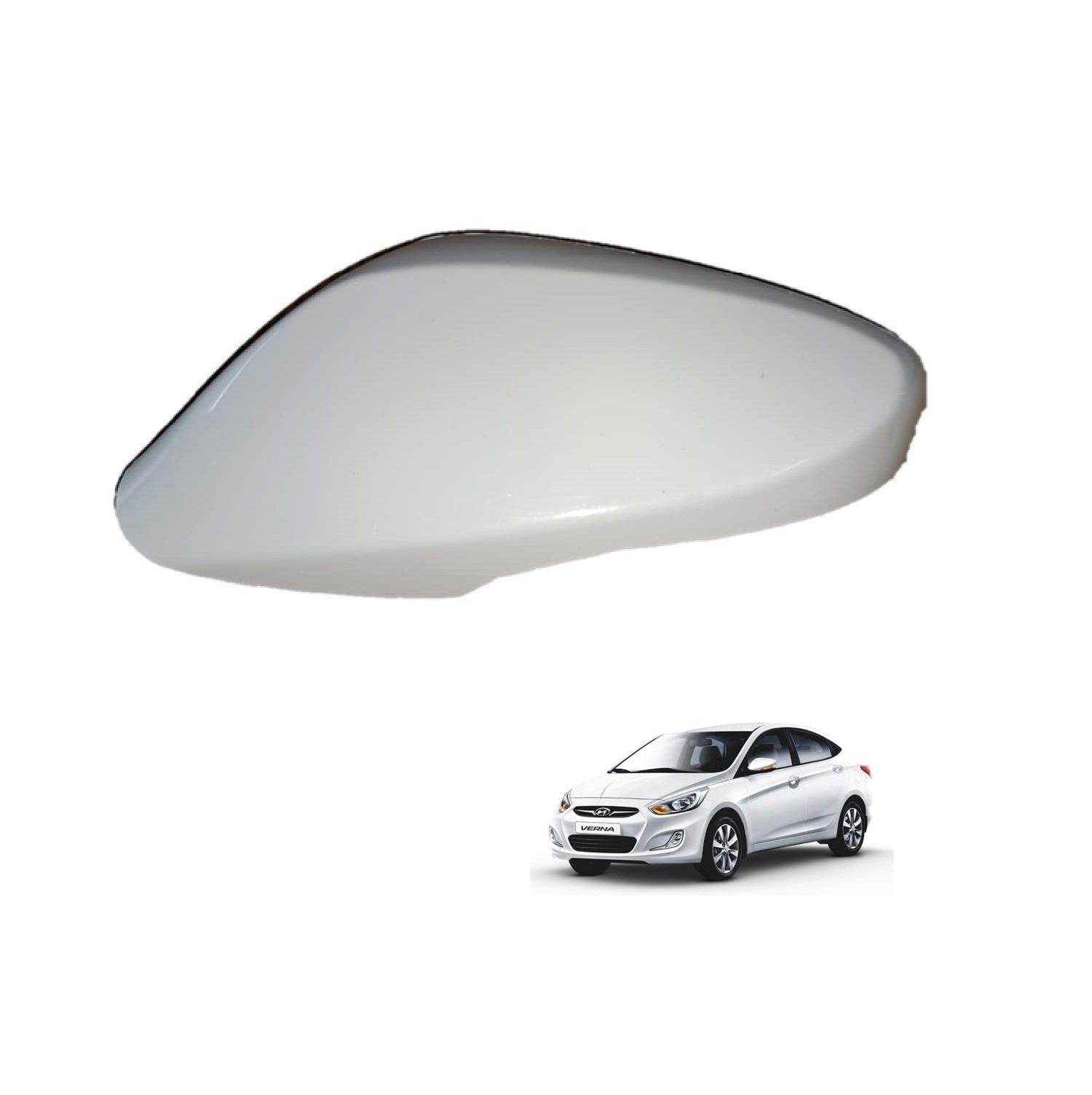 Side Mirror Cover Cap compatible with Hyundai Verna Fluidic 2012-2016 Type 3 Model-White (LEFT PASSENGER SIDE)