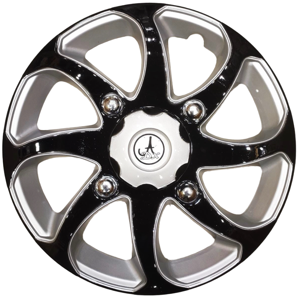 Car Univesal Wheel Cover / HubCaps Black and Silver (BOLERO22) Compatible With 15 Inches All Wheel Size