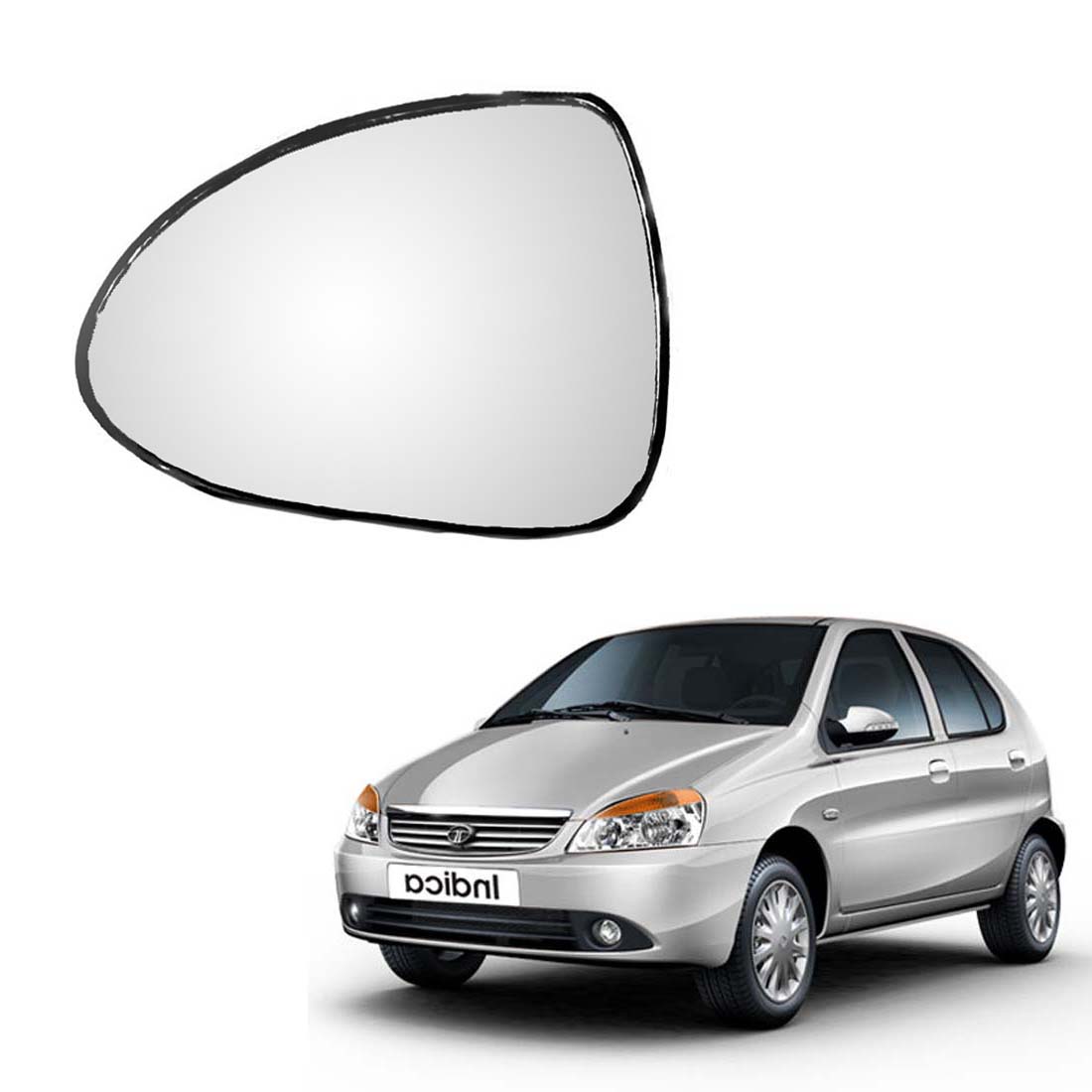 Car Left Side View Mirror Glass For Tata Indica 2013 To 2018 Model