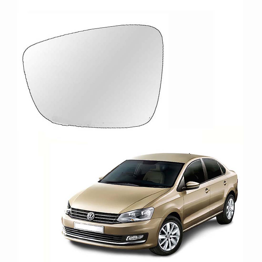 Car Left Side View Mirror Glass For Volkswagen VW Vento 2015 To 2021 Model Type-2