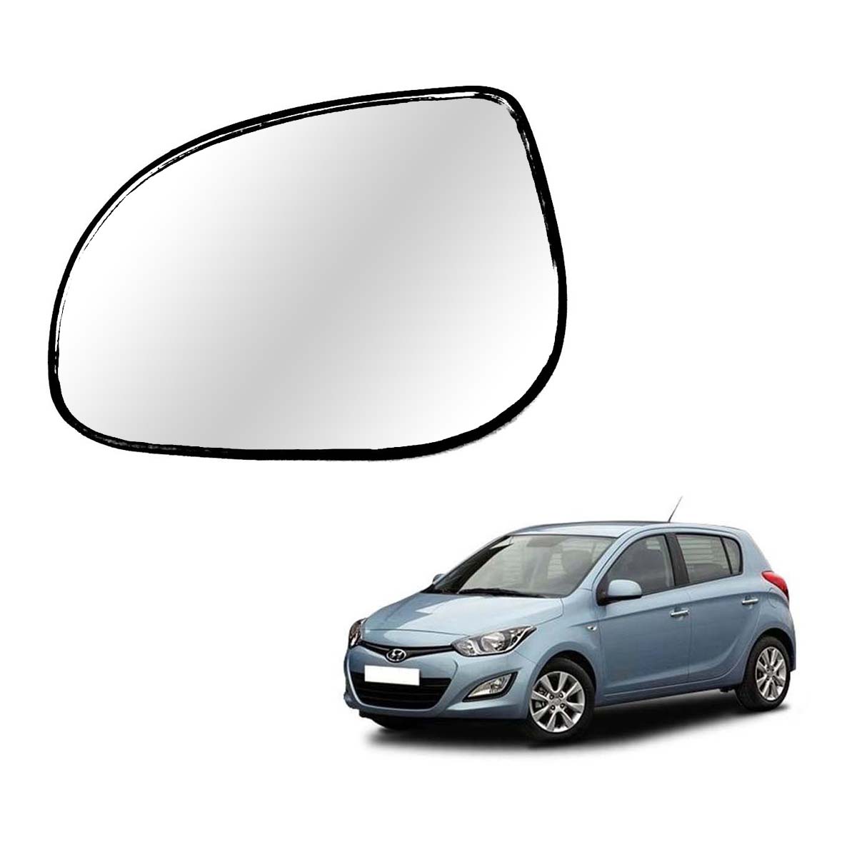 Car Left Side View Mirror Glass For Hyundai I20 2012 To 2014 Model Type 2