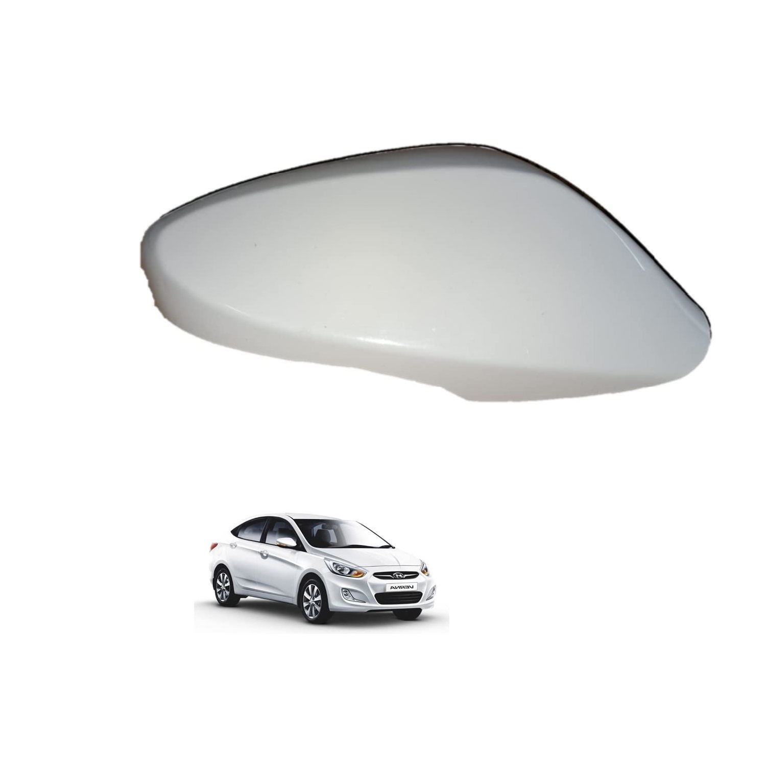 Side Mirror Cover Cap compatible with Hyundai Verna Fluidic 2012-2016 Type 3 Model-White (RIGHT DRIVER SIDE)