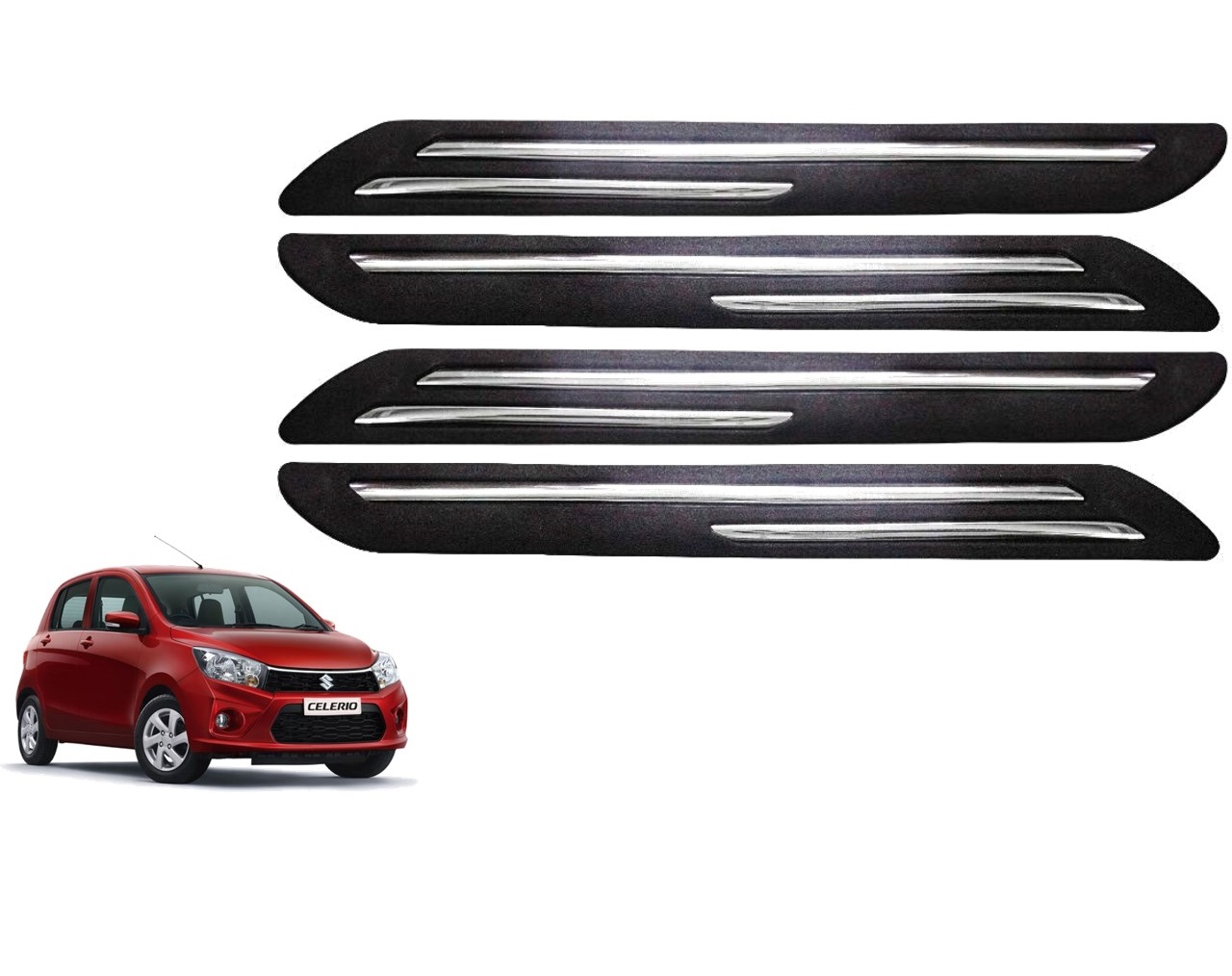 Car Bumper Guard/Bumper Protector Compatible with MARUTI CELERIO 2017 (Set of 4 Pcs)