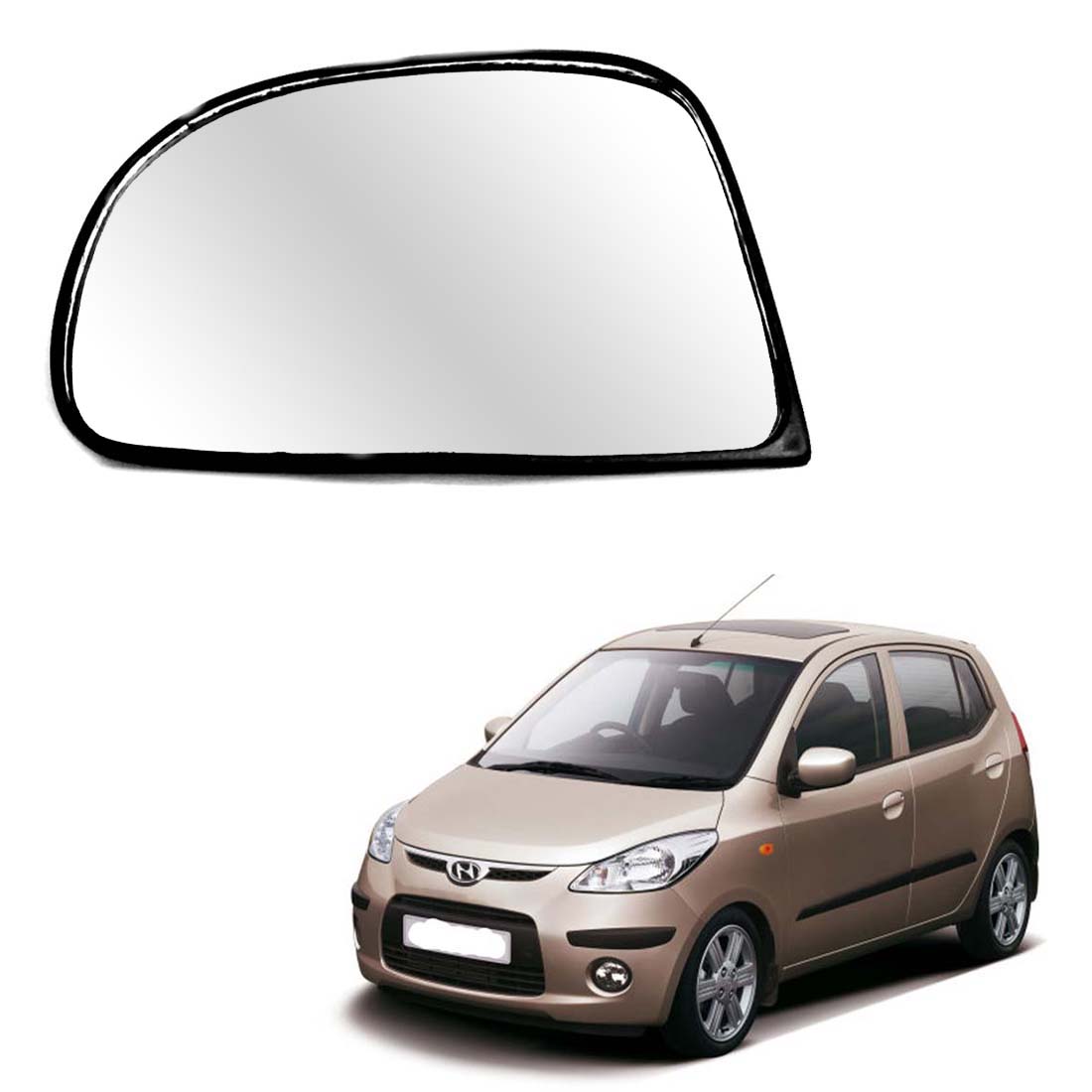 Car Left Side View Mirror Glass For Hyundai I10 Era 2007 To 2010 Model Type 1