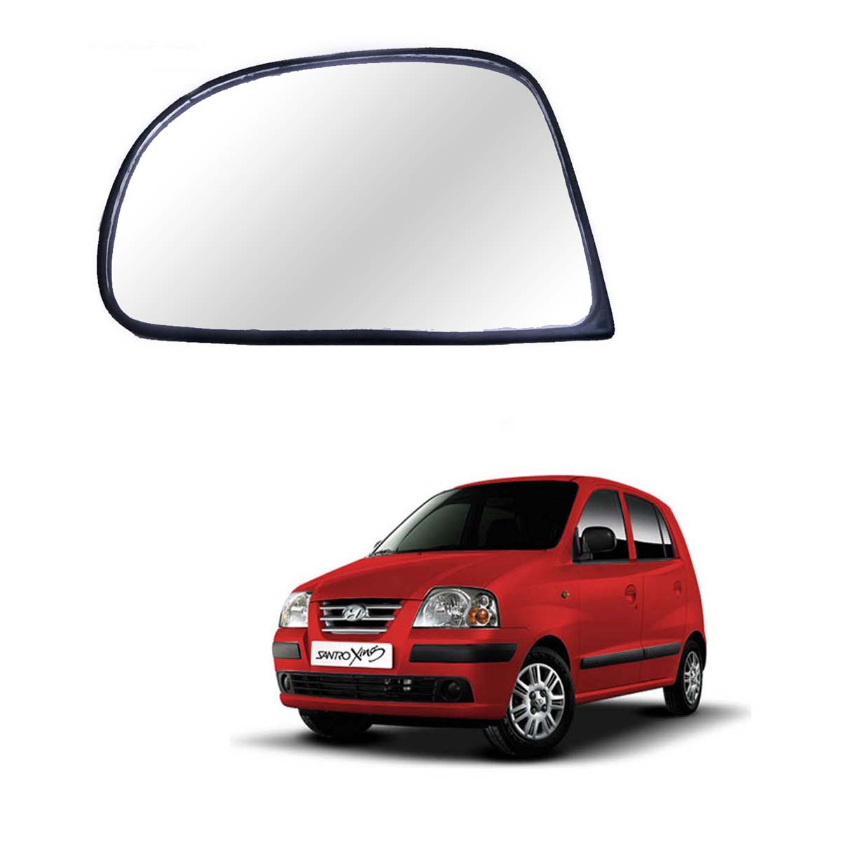 Car Left Side View Mirror Glass For Hyundai Santro Xing 2005 To 2014 Model