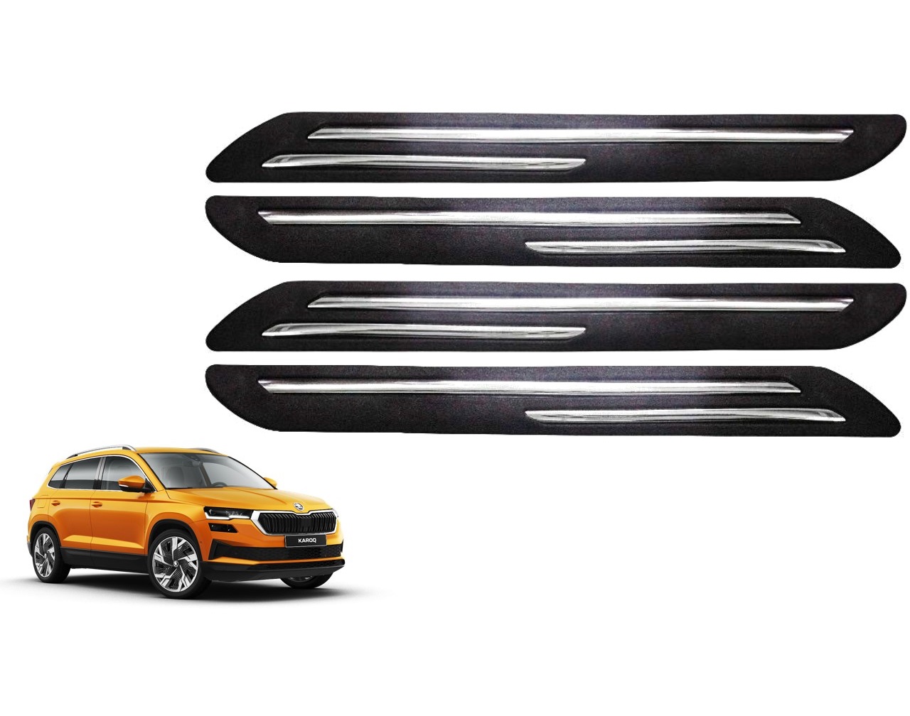 Car Bumper Guard/Bumper Protector Compatible with SKODA KAROQ (Set of 4 Pcs)