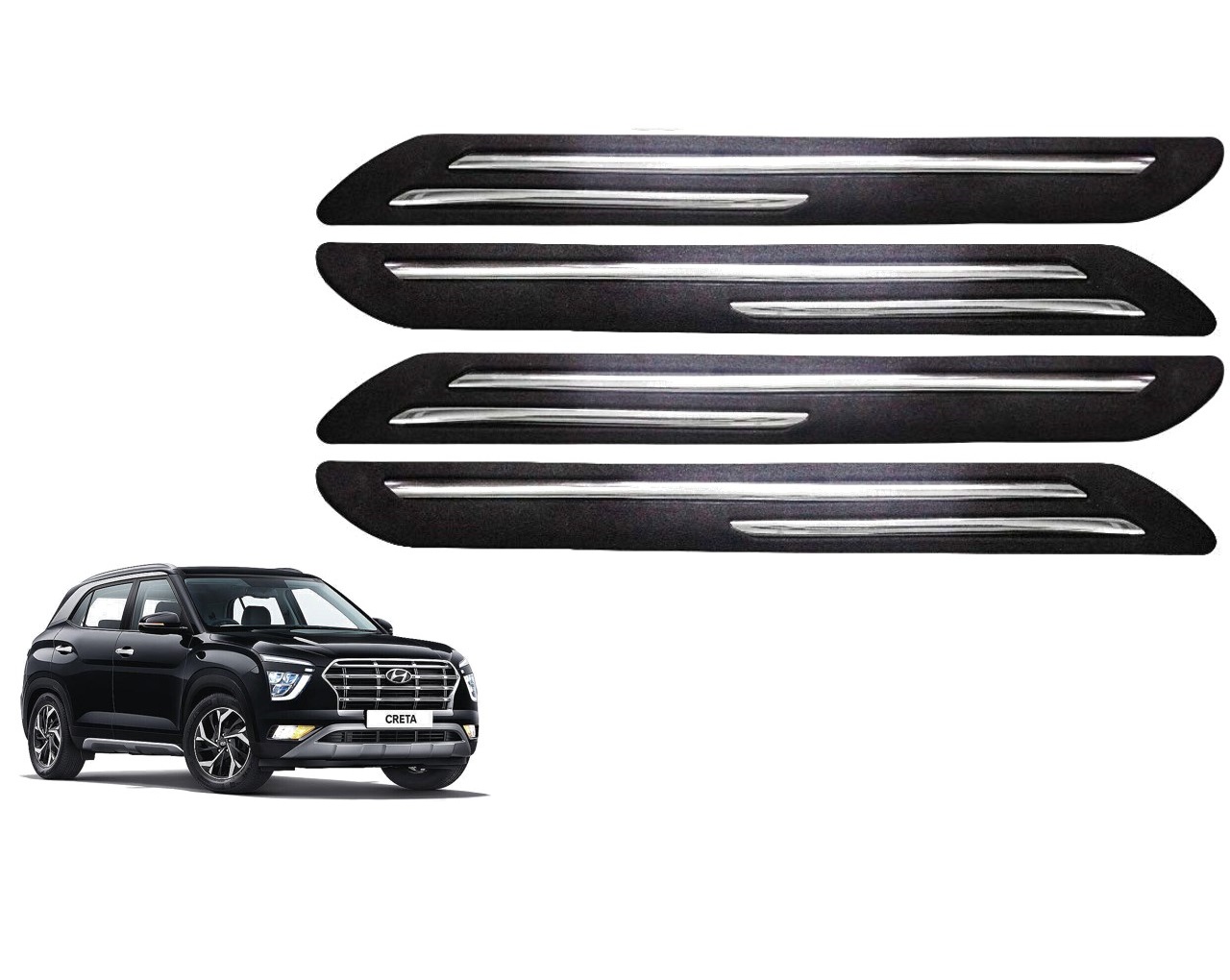 Car Bumper Guard/Bumper Protector Compatible with HYUNDAI CRETA 2020  (Set of 4 Pcs)