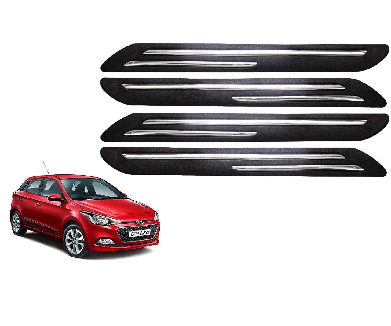 Car Bumper Guard/Bumper Protector Compatible with HYUNDAI ELITE I20 (Set of 4 Pcs)