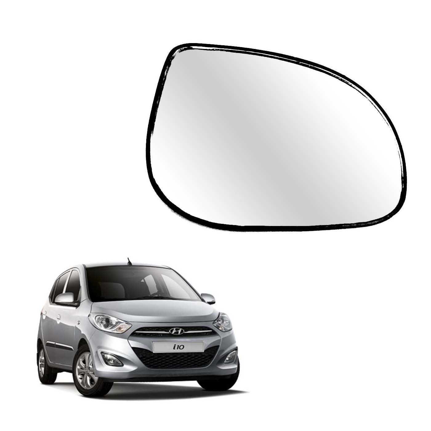 Car Right Side View Mirror Glass For Hyundai I10 Sportz 2010 To 2014 Model Type 2