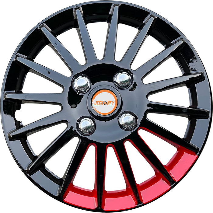 Car Wheel Cover Universal Camry Red Strip Black Color Design Available 12'' 13'' 14'' 15'' 16'' 17'' inches Size Compatible With - R12 Wheel Size