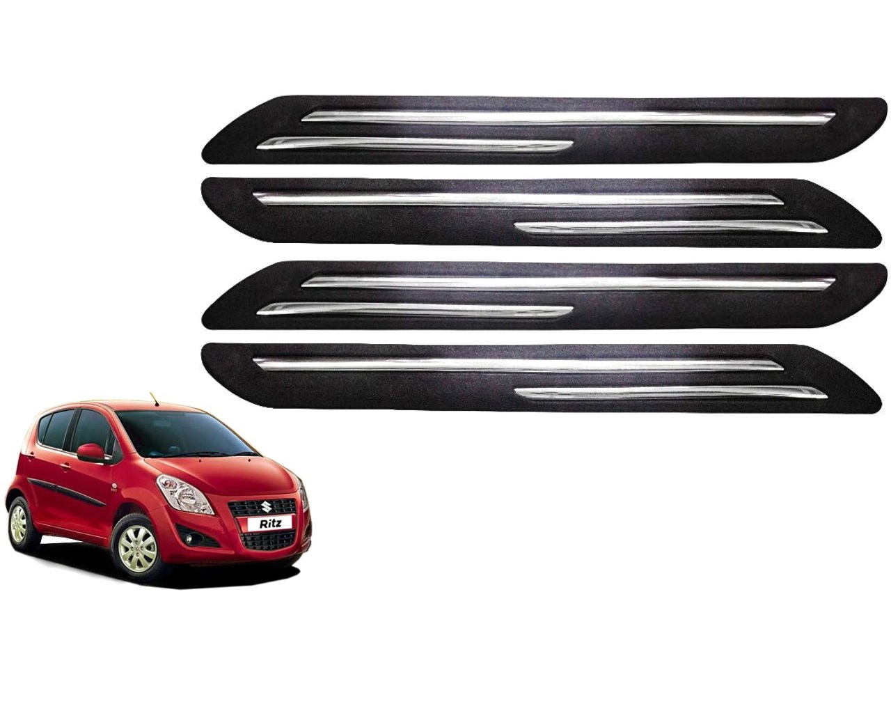 Car Bumper Guard/Bumper Protector Compatible with MARUTI RITZ (Set of 4 Pcs)