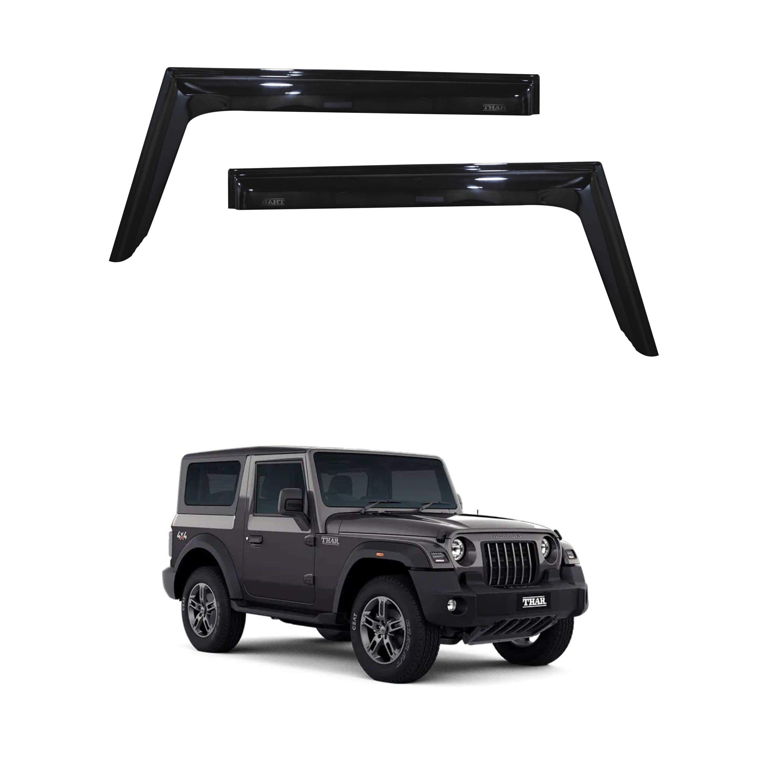 Car Window Rain Door Visor Compatible With Mahindra Thar New Model Set Of 2 Pcs.