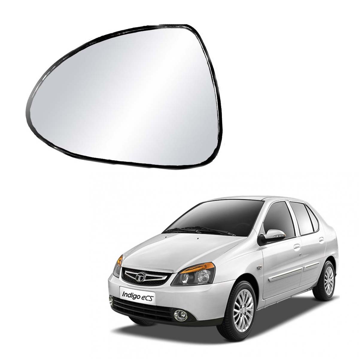 Car Left Side View Mirror Glass For Tata Indigo ecs 2013 To 2018 Model