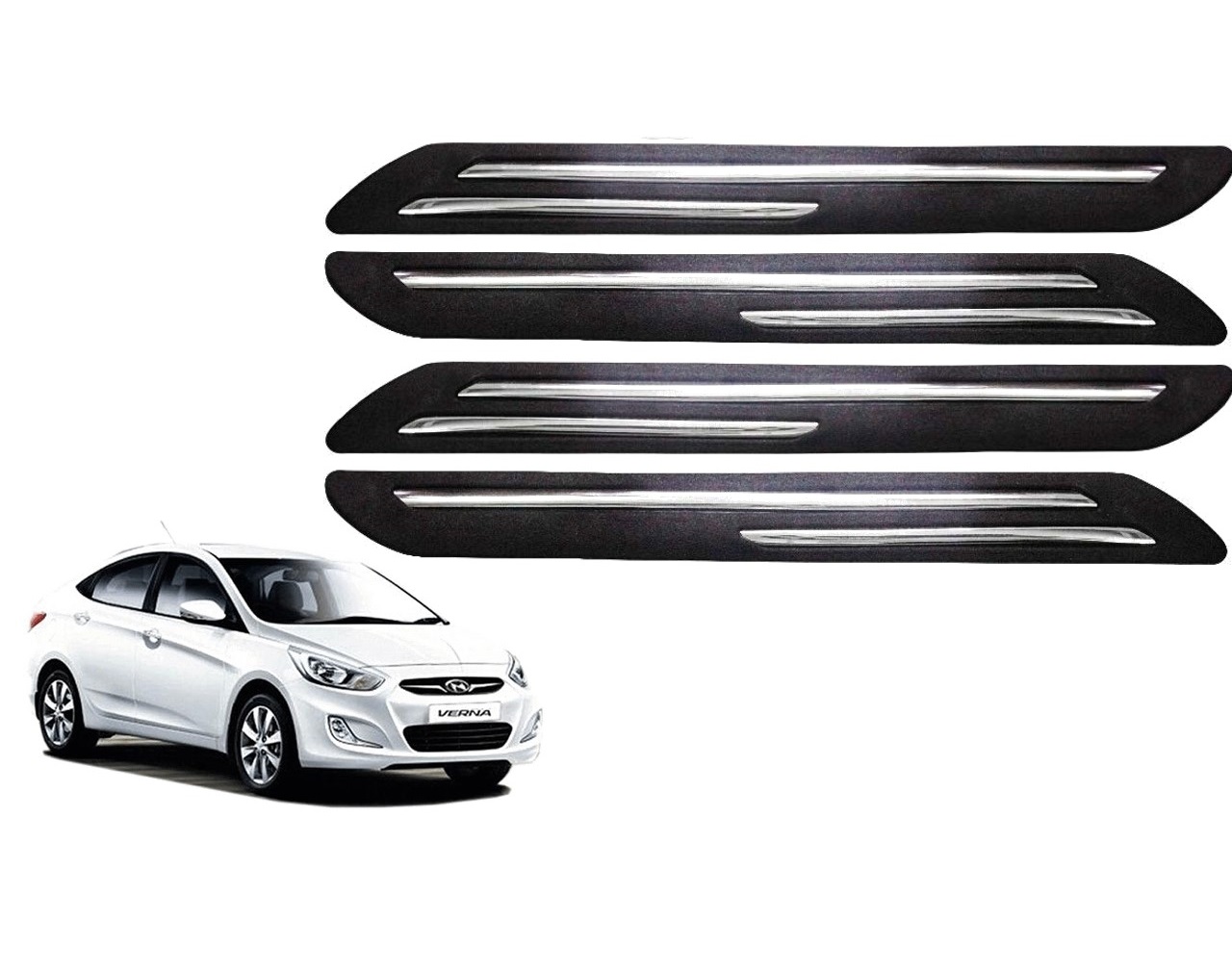 Car Bumper Guard/Bumper Protector Compatible with HYUNDAI VERNA FLUIDIC (Set of 4 Pcs)