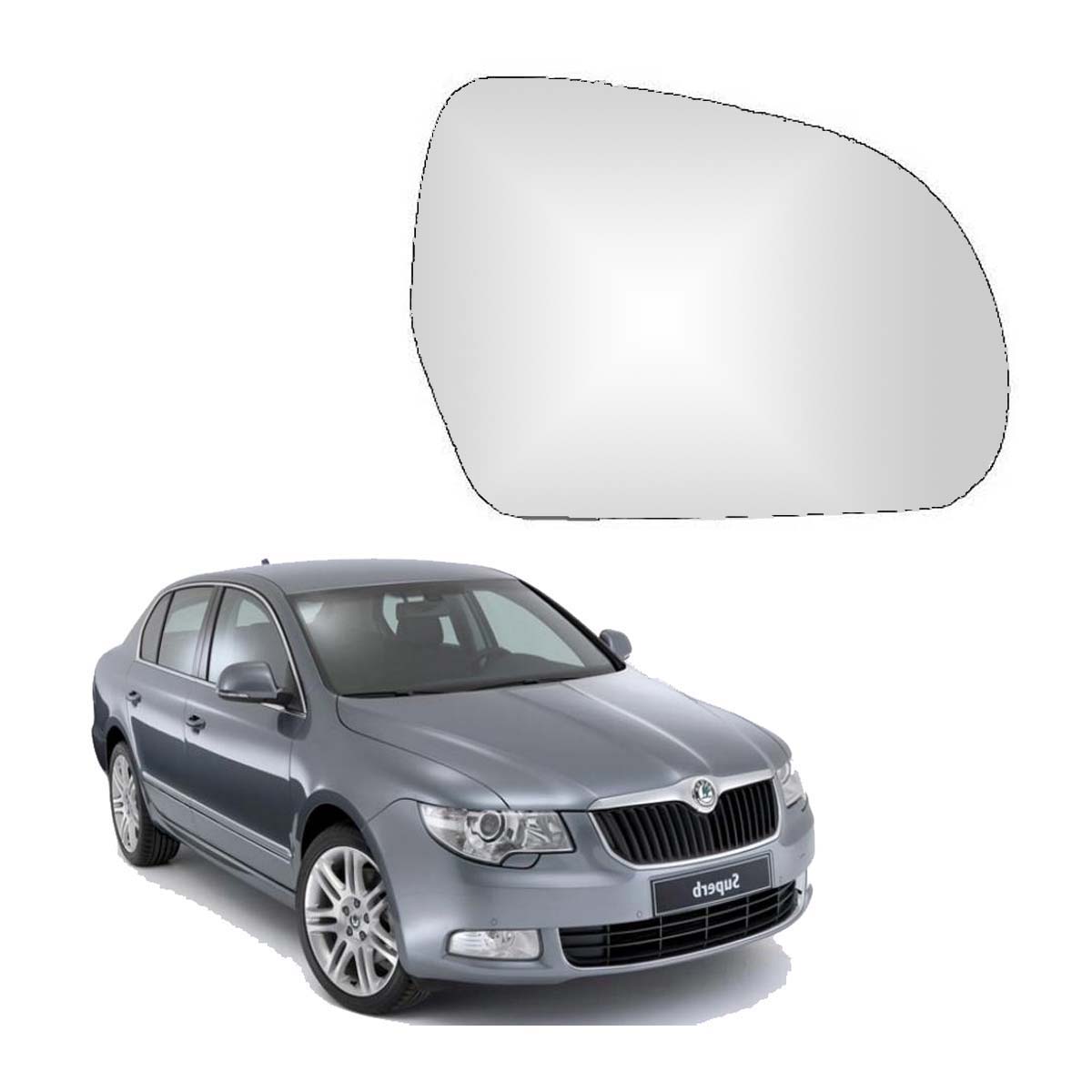 Car Right Side View Mirror Glass For Skoda Superb 2009 To 2013 Model Type-2