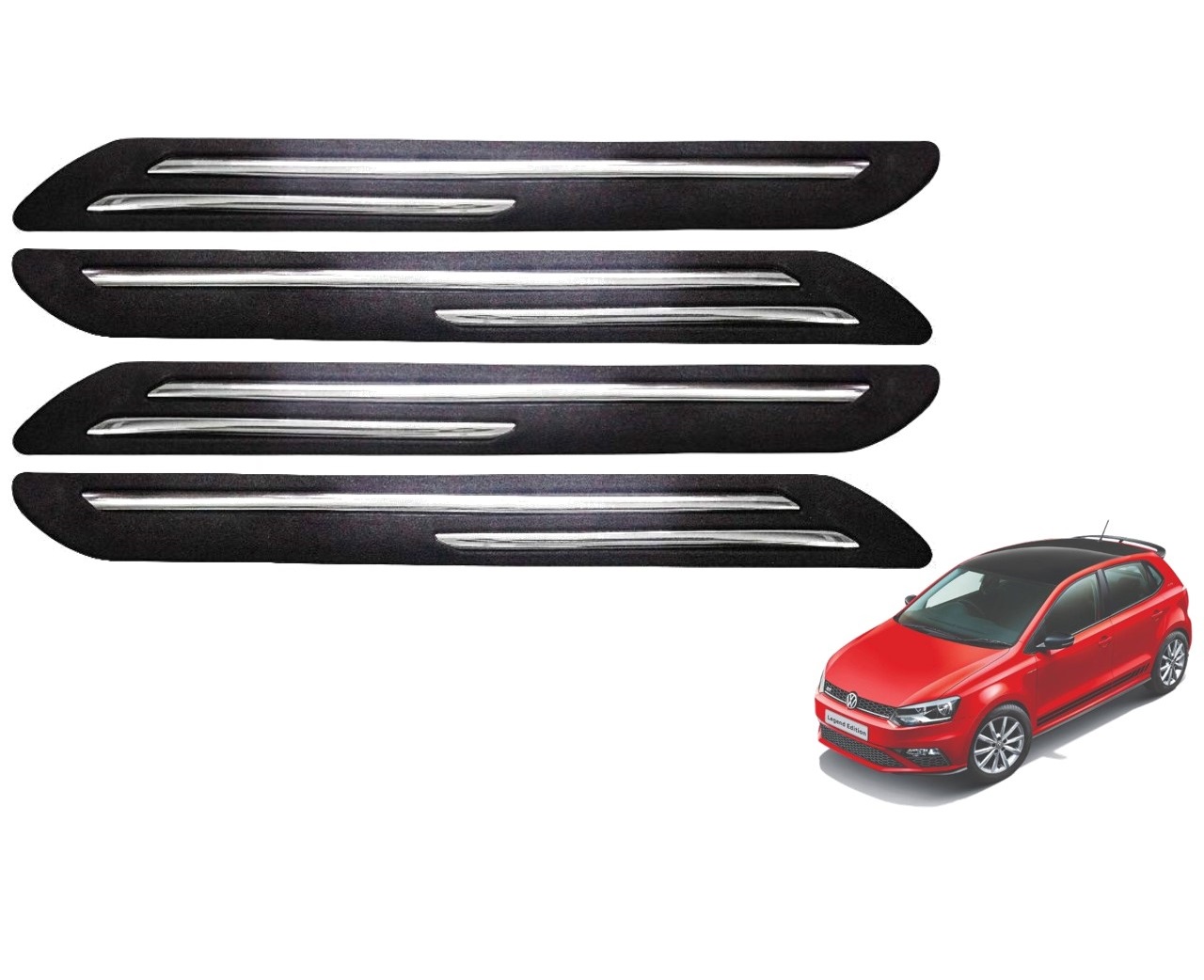 Car Bumper Guard/Bumper Protector Compatible with VOLKSWAGEN POLO (Set of 4 Pcs)