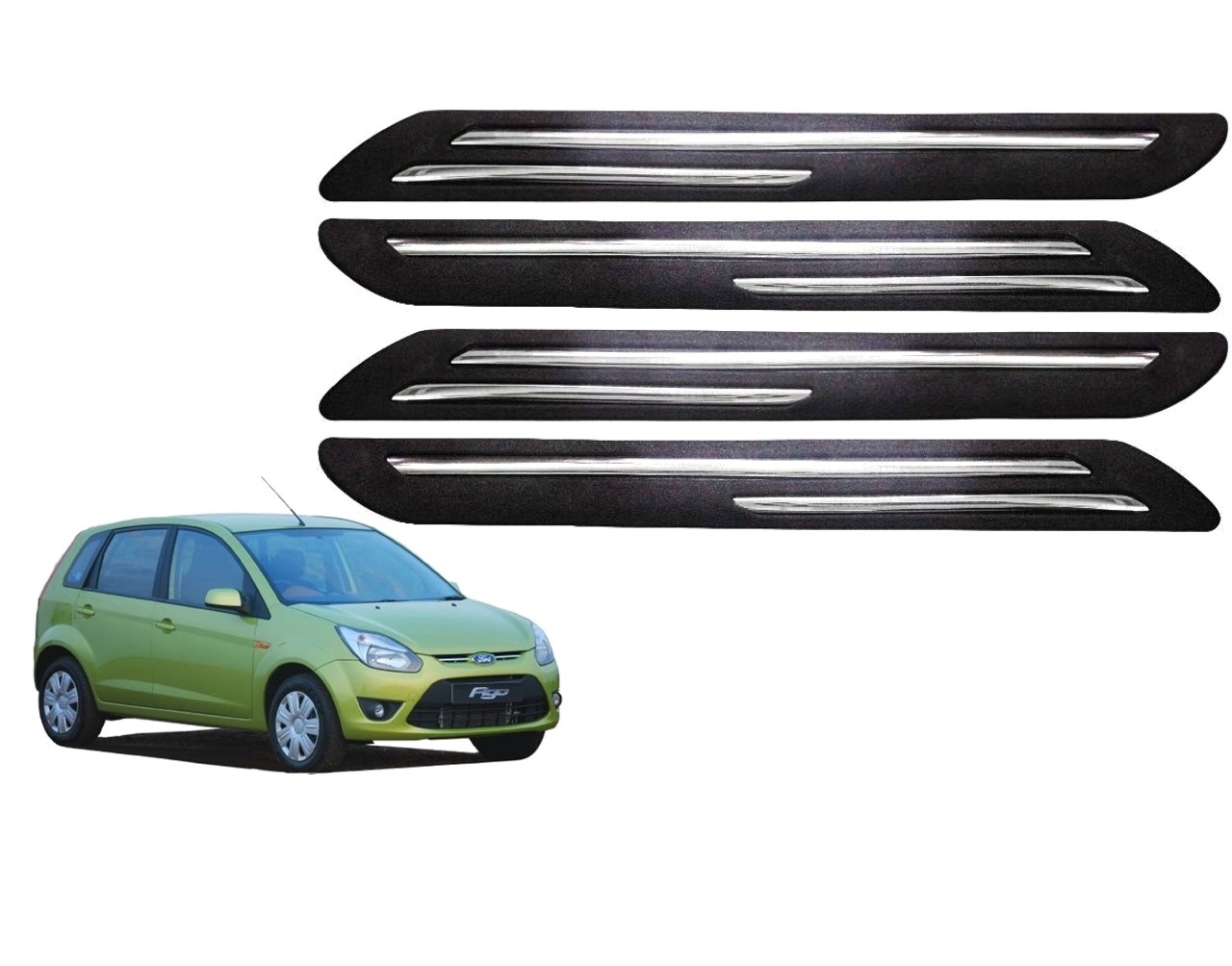 Car Bumper Guard/Bumper Protector Compatible with FORD FIGO (Set of 4 Pcs)