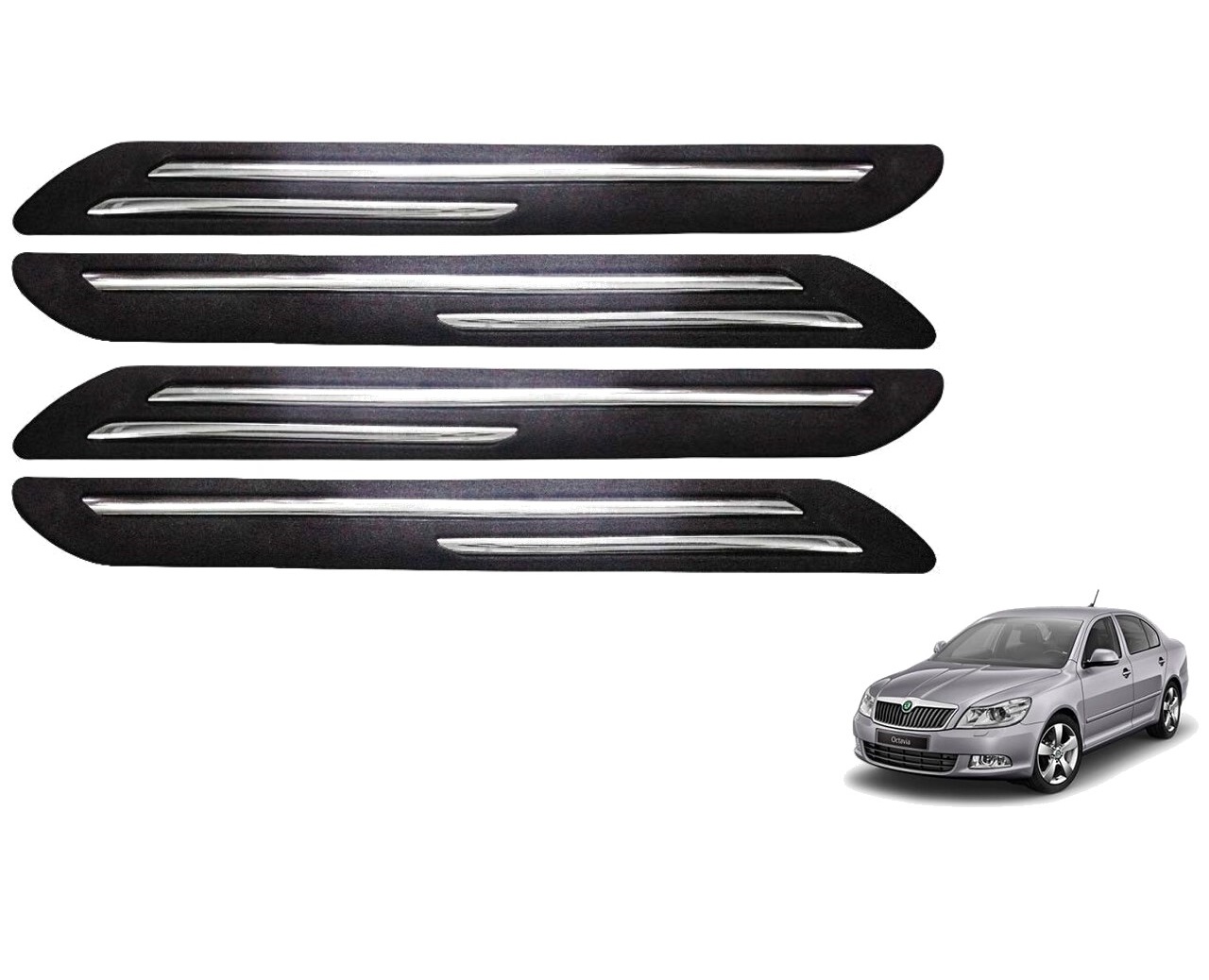 Car Bumper Guard/Bumper Protector Compatible with SKODA LAURA (Set of 4 Pcs)