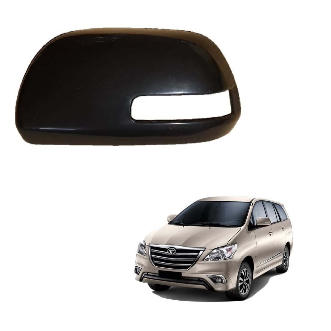 Side Mirror Cover (Indicator Type) compatible with Toyota Fortuner 2013-2015 Model Type 1 Model - Black (LEFT PASSENGER SIDE)