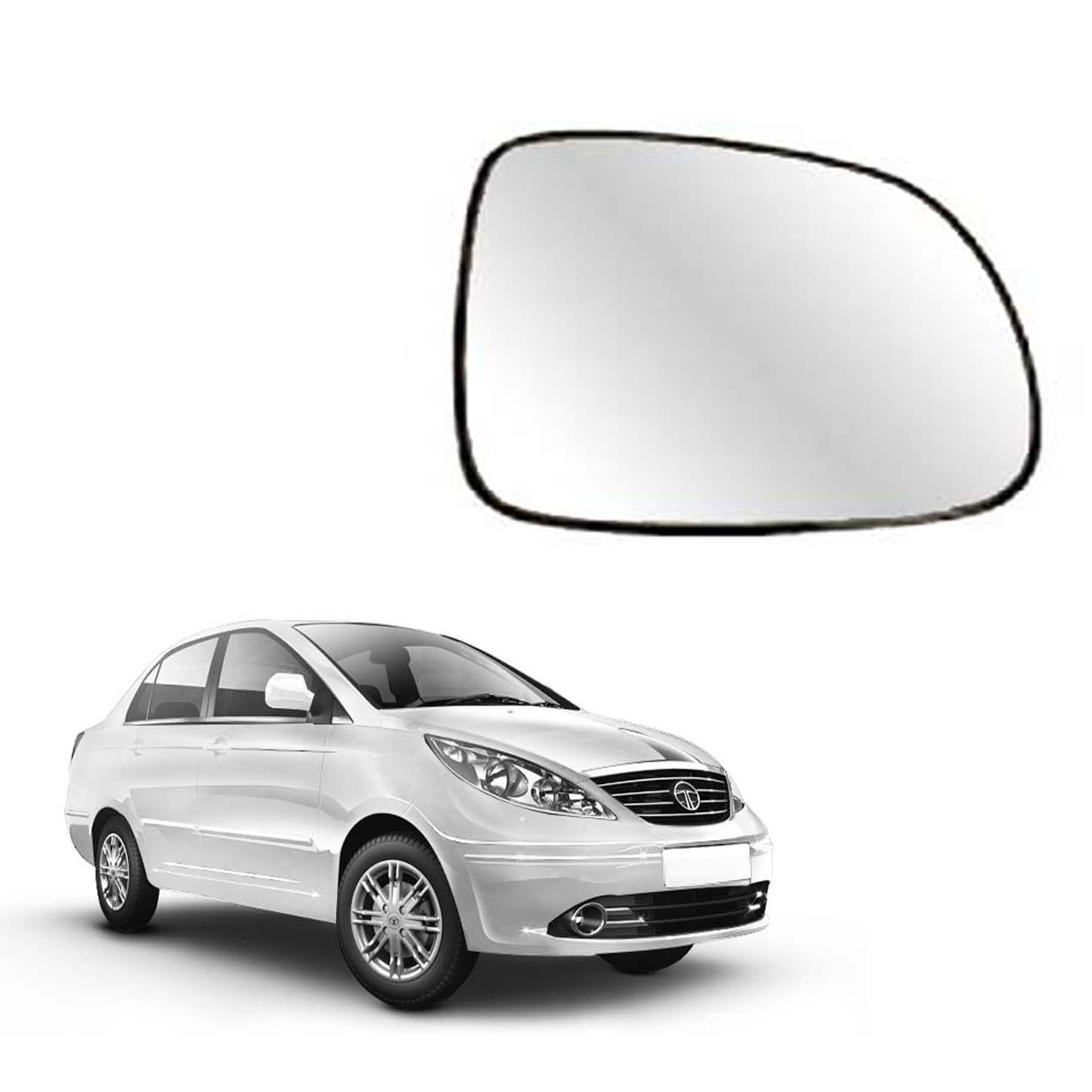 Car Right Side View Mirror Glass For Tata Manza 2009 To 2015 Model