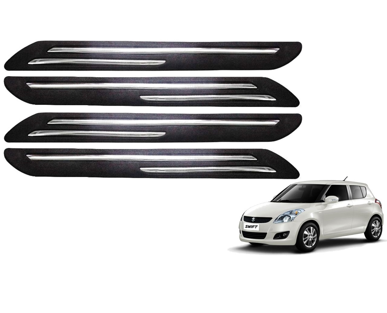 Car Bumper Guard/Bumper Protector Compatible with MARUTI SWIFT 2011 (Set of 4 Pcs)