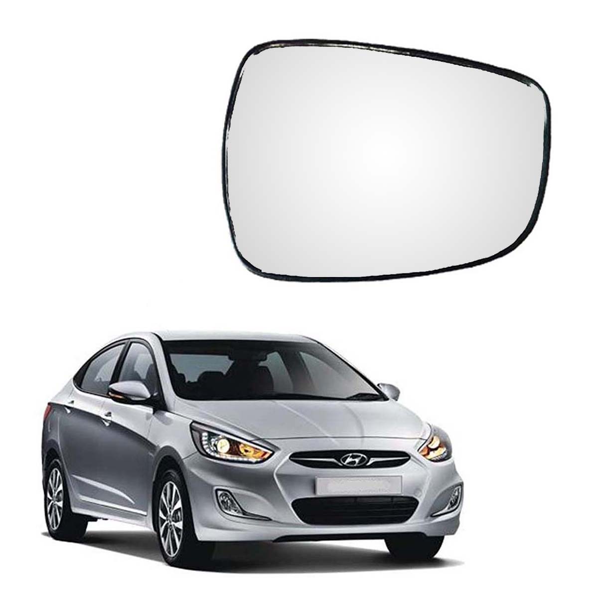 Car Right Side View Mirror Glass For Hyundai Verna Fluidic 2011 To 2014 Model Type-3